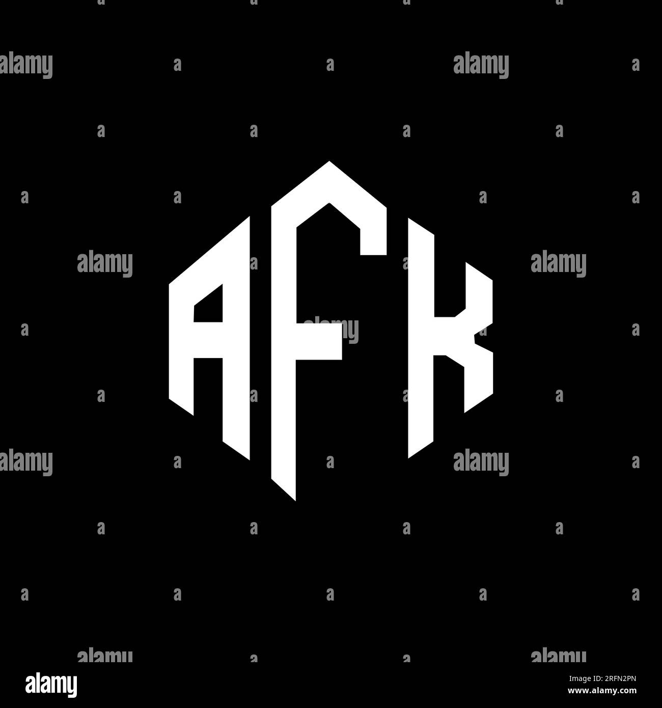 AFK letter logo design with polygon shape. AFK polygon and cube shape logo design. AFK hexagon vector logo template white and black colors. AFK monogr Stock Vector