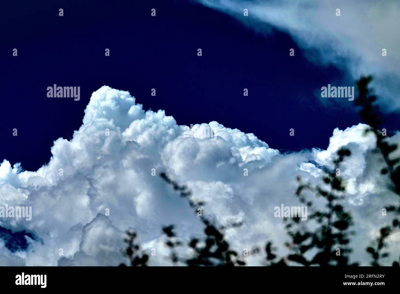 A rising white Cloud predicts the UK weather forecast Stock Photo