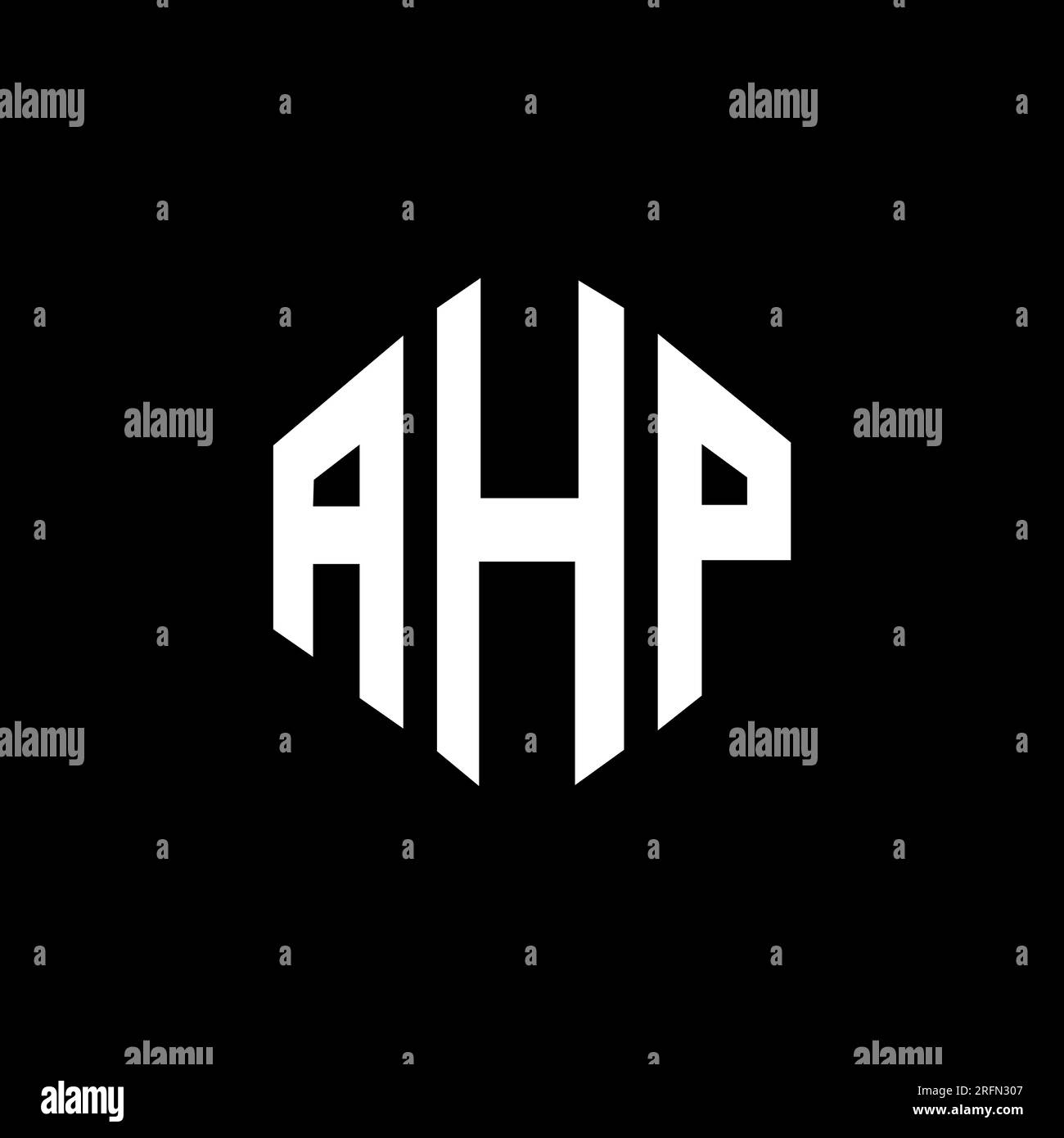 AHP letter logo design with polygon shape. AHP polygon and cube shape logo design. AHP hexagon vector logo template white and black colors. AHP monogr Stock Vector