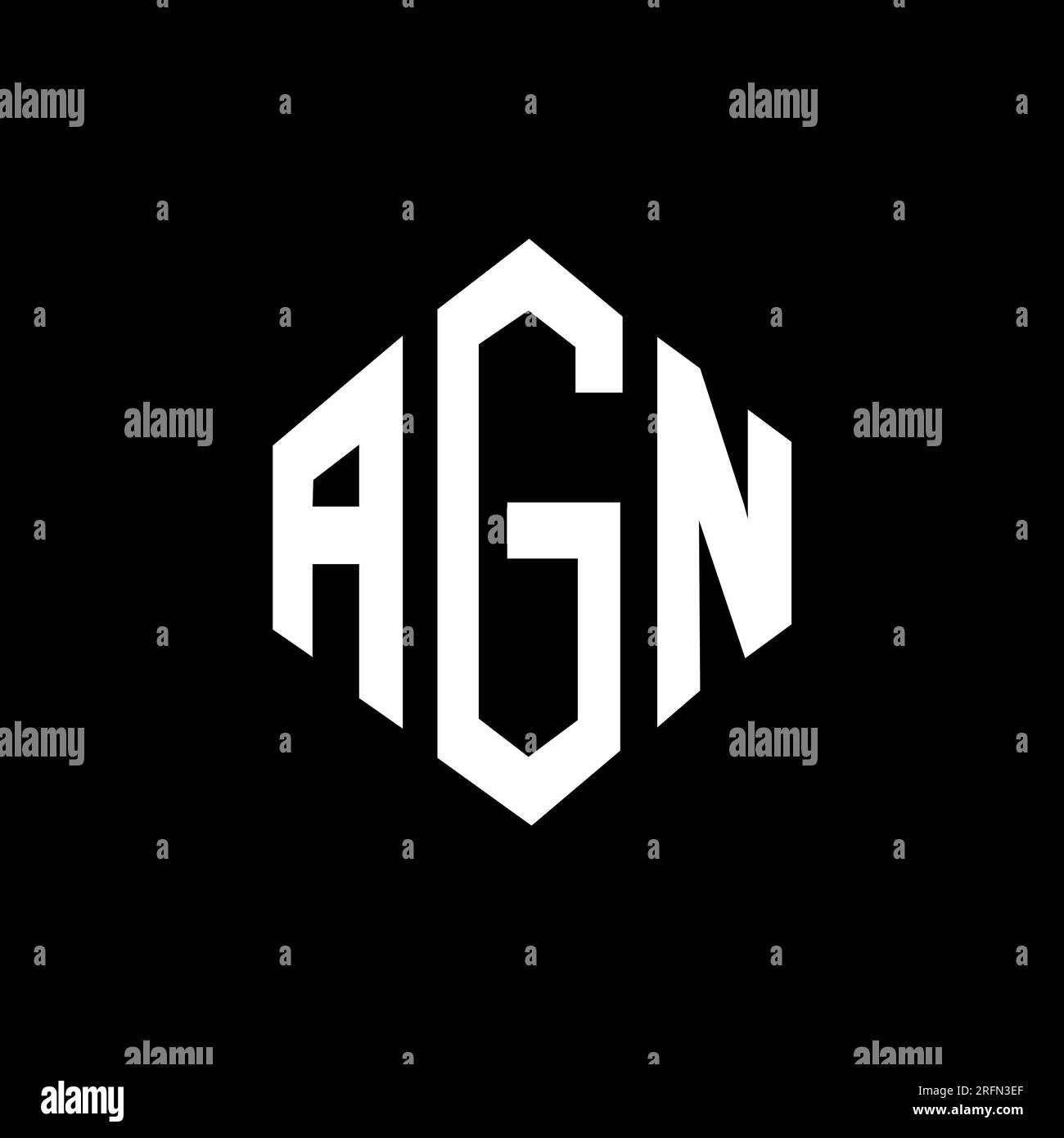 AGN letter logo design with polygon shape. AGN polygon and cube shape logo design. AGN hexagon vector logo template white and black colors. AGN monogr Stock Vector