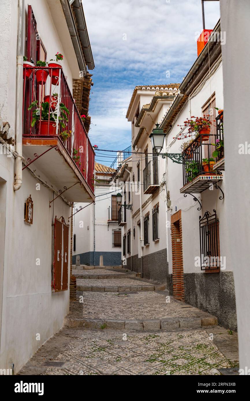 Granada, Spain - FEB 23, 2022: The Albaicin or Albayzin is the muslim quarter of Granada, Andalusia, Spain, centered around a hill on the north side o Stock Photo