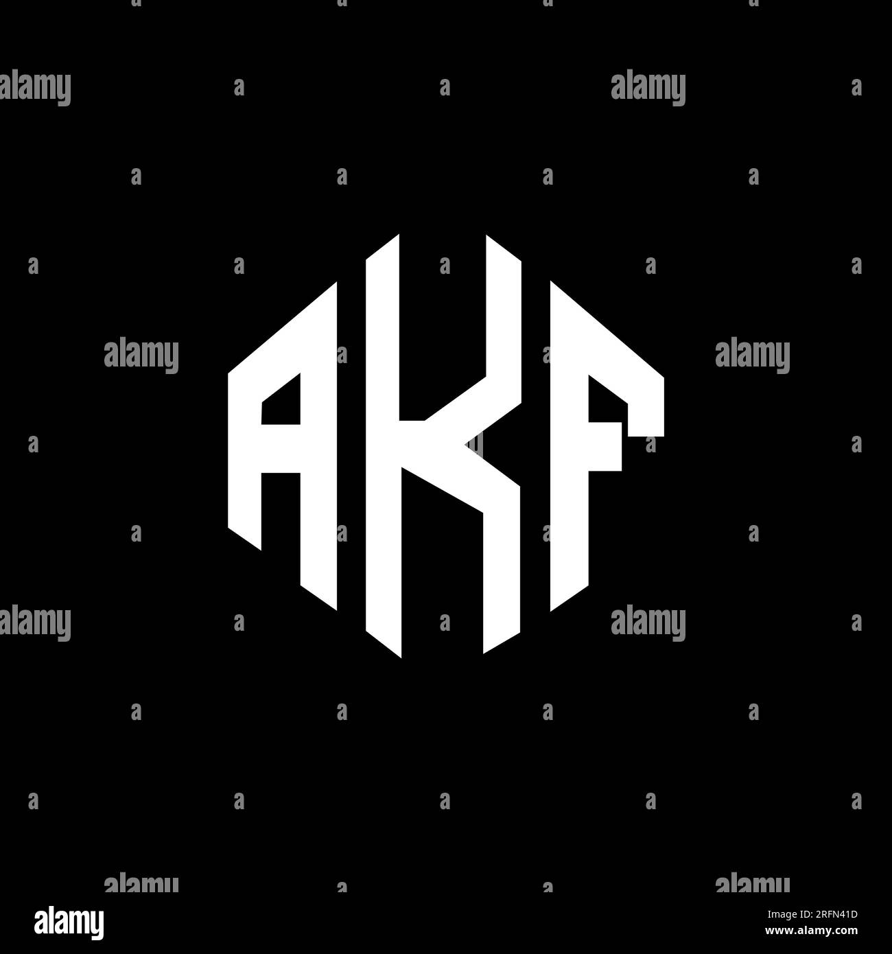 AKF letter logo design with polygon shape. AKF polygon and cube shape logo design. AKF hexagon vector logo template white and black colors. AKF monogr Stock Vector