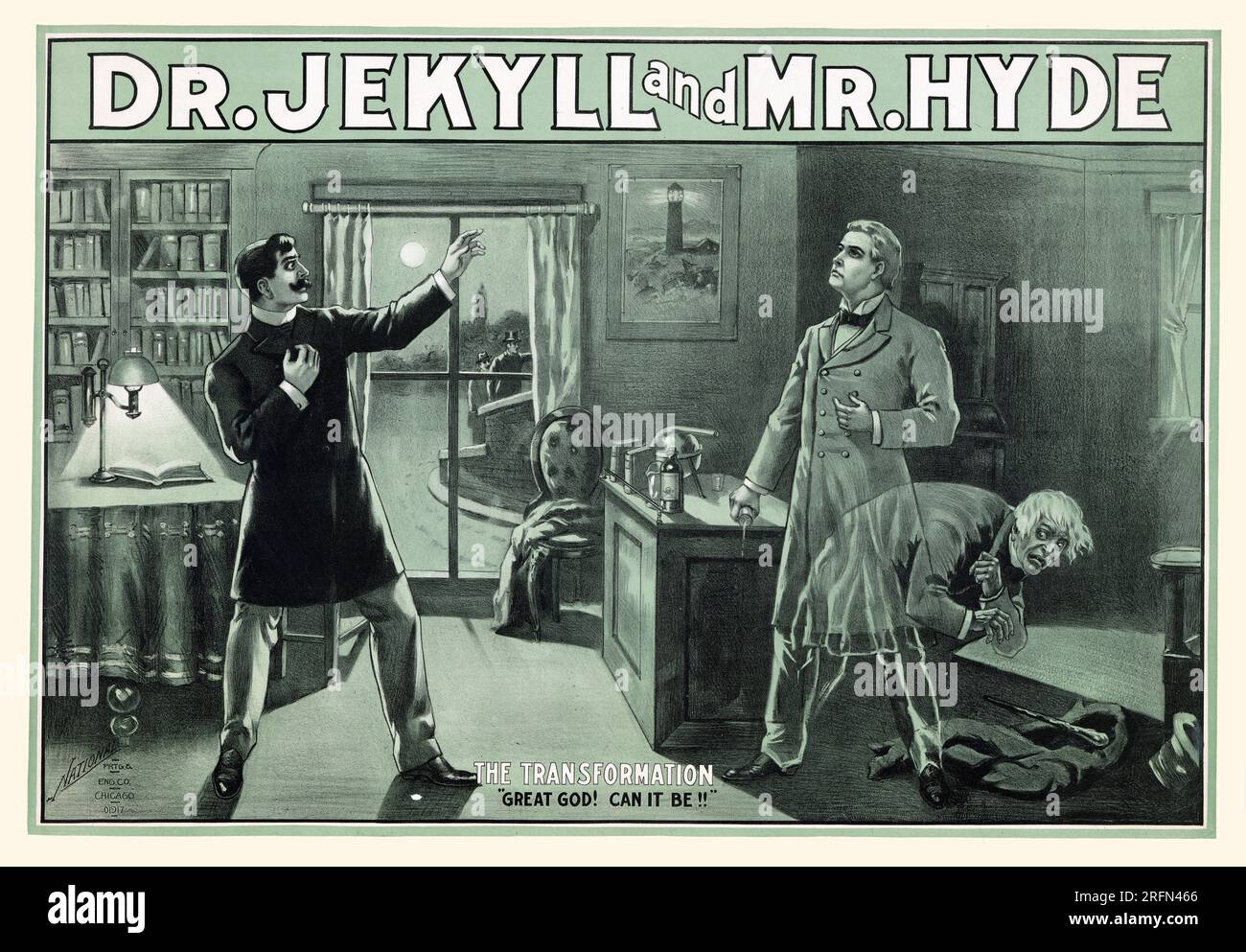 A poster advertising a performance of Dr. Jekyll and Mr. Hyde, 1880s. The book by Robert Louis
