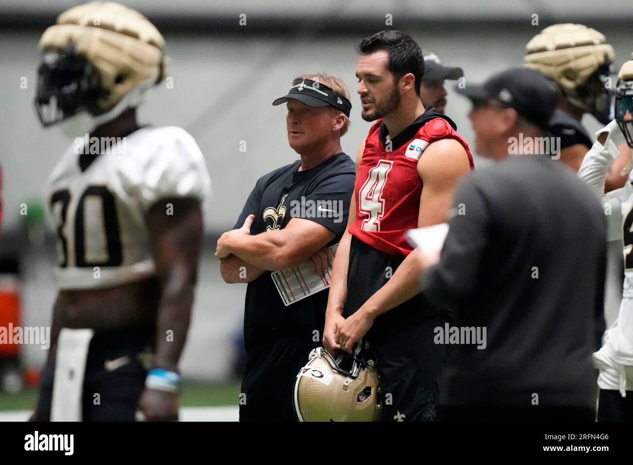 Jon Gruden worked with Saints' coaches, Derek Carr this week