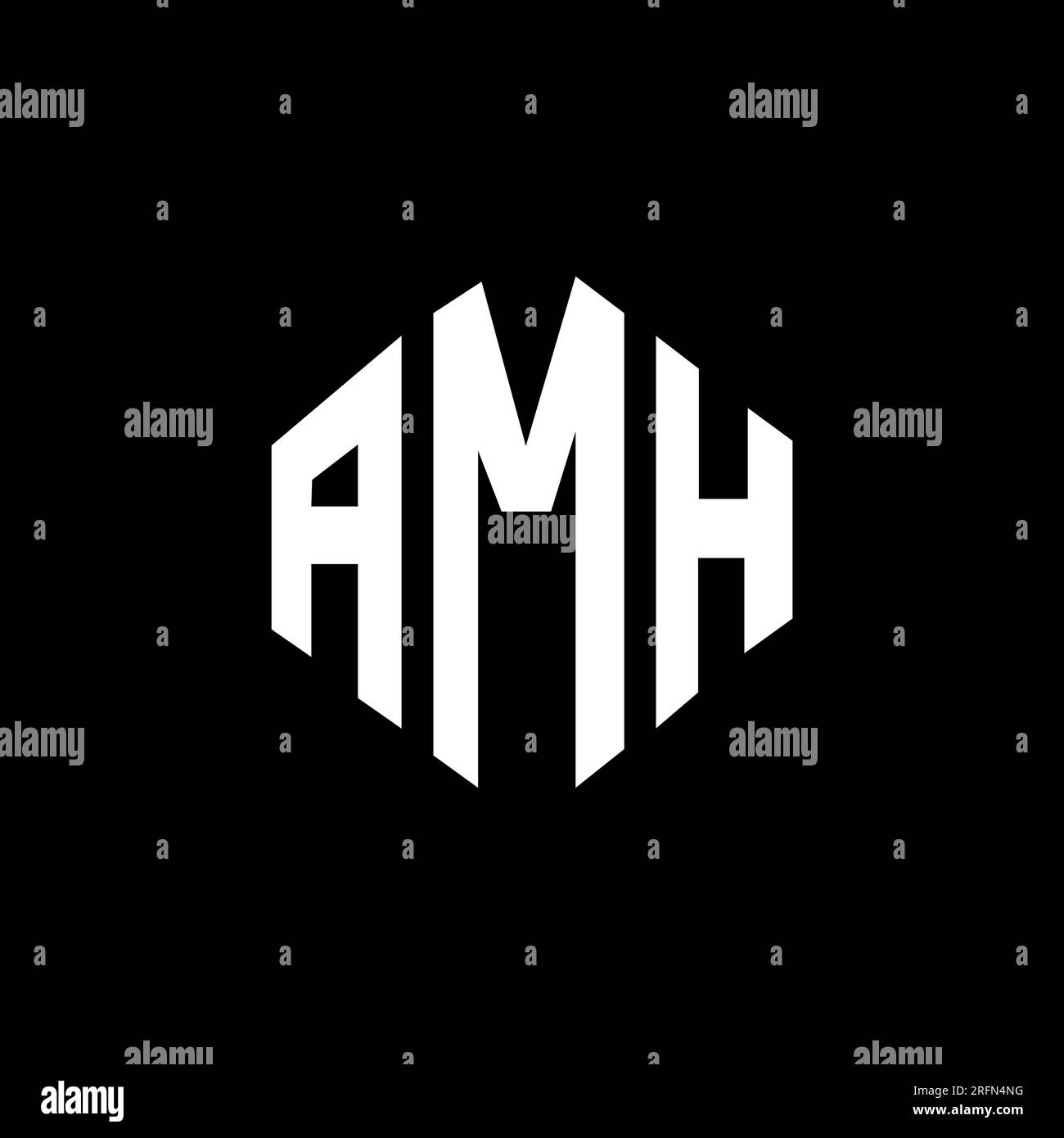 AMH letter logo design with polygon shape. AMH polygon and cube shape logo design. AMH hexagon vector logo template white and black colors. AMH monogr Stock Vector