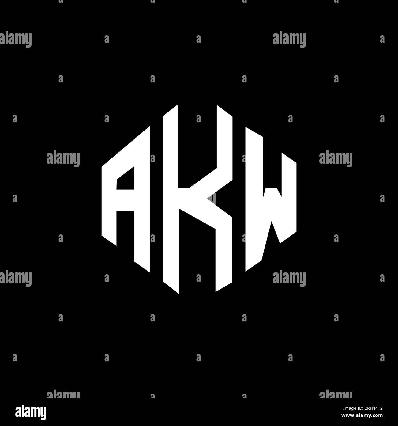 AKW letter logo design with polygon shape. AKW polygon and cube shape logo design. AKW hexagon vector logo template white and black colors. AKW monogr Stock Vector