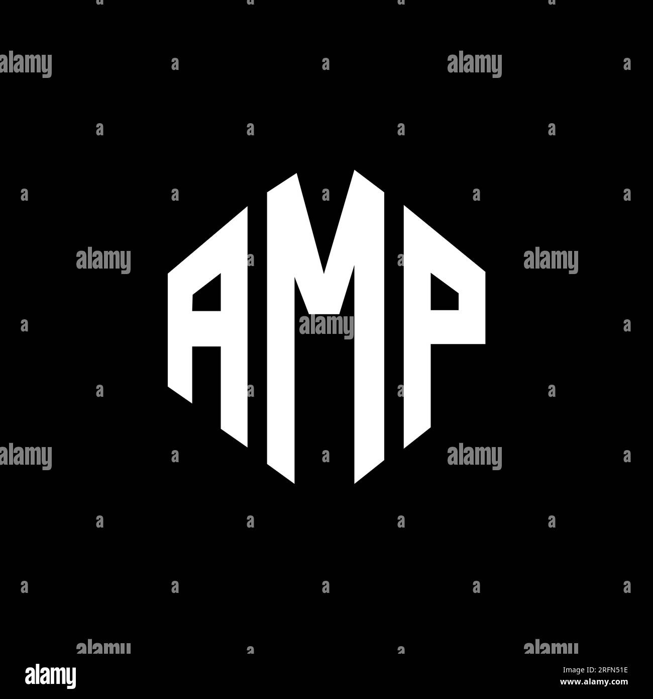 AMP letter logo design with polygon shape. AMP polygon and cube shape logo design. AMP hexagon