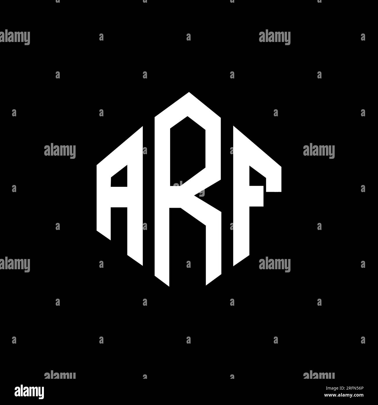 ARF letter logo design with polygon shape. ARF polygon and cube shape logo design. ARF hexagon vector logo template white and black colors. ARF monogr Stock Vector