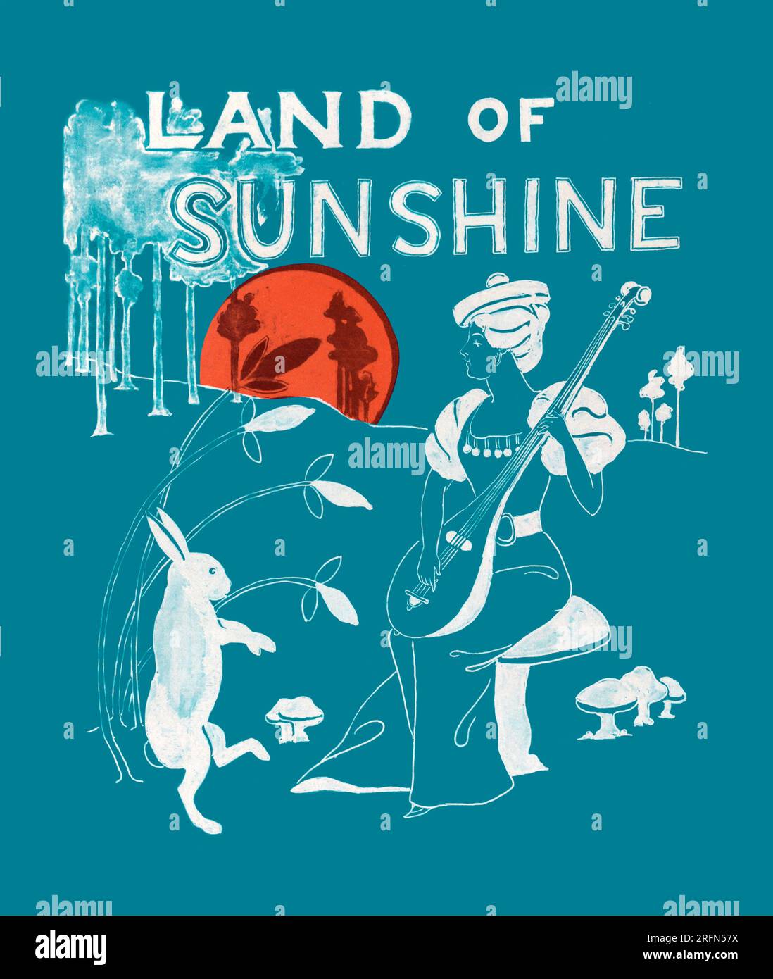 Land of sunshine, cover artwork for The Southern California magazine by artist Pierre Artique, circa 1890s. Stock Photo