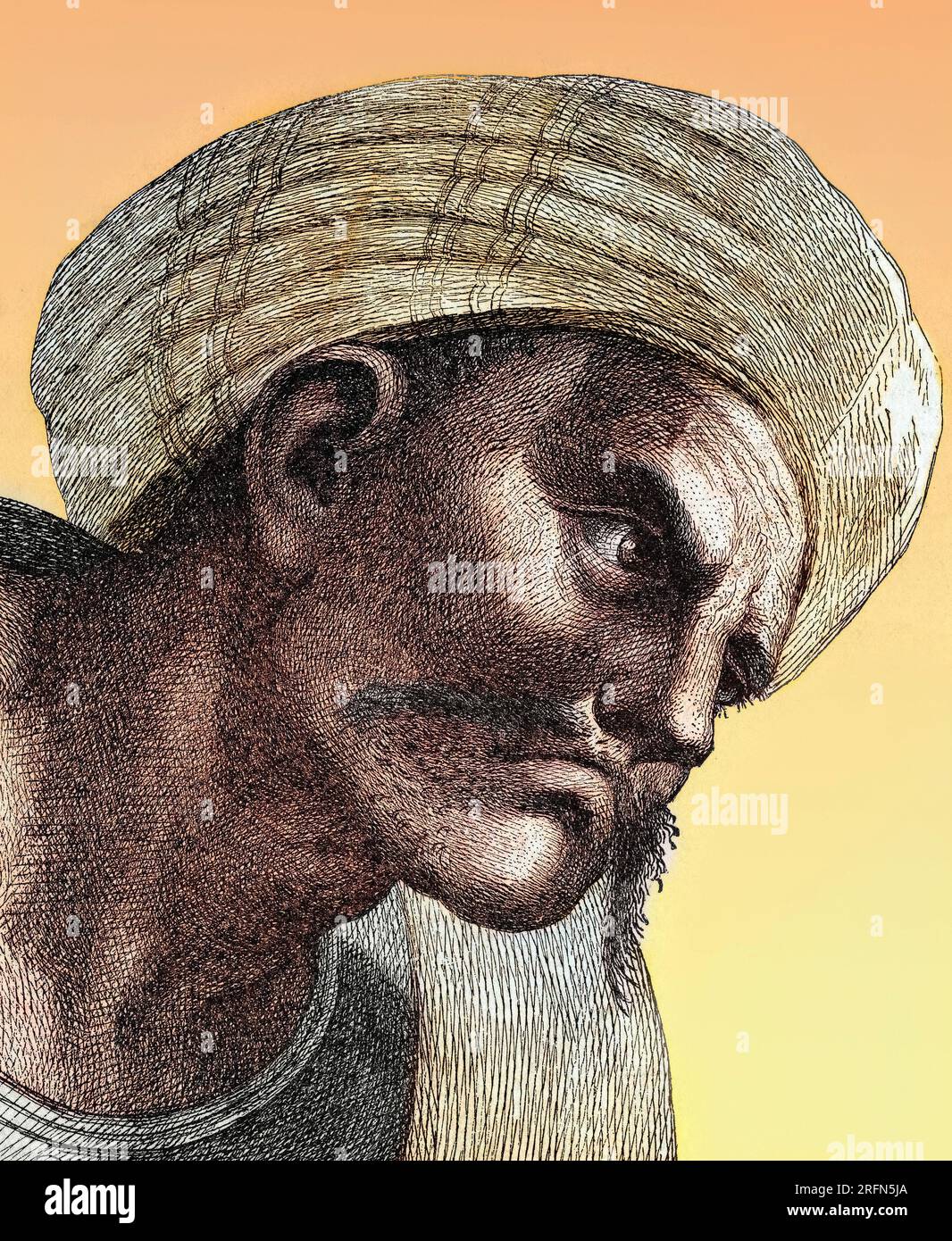 Abu l-Walid Muhammad bin Ahmad bin Rusd or by his Latinized name Averroes (1126-1198) was an Al-Andalus Muslim polymath, a master of Aristotelian philosophy, Islamic philosophy, Islamic theology, Maliki law and jurisprudence, logic, psychology, politics and Andalusian classical music theory, and the sciences of medicine, astronomy, geography, mathematics, physics and celestial mechanics. Stock Photo