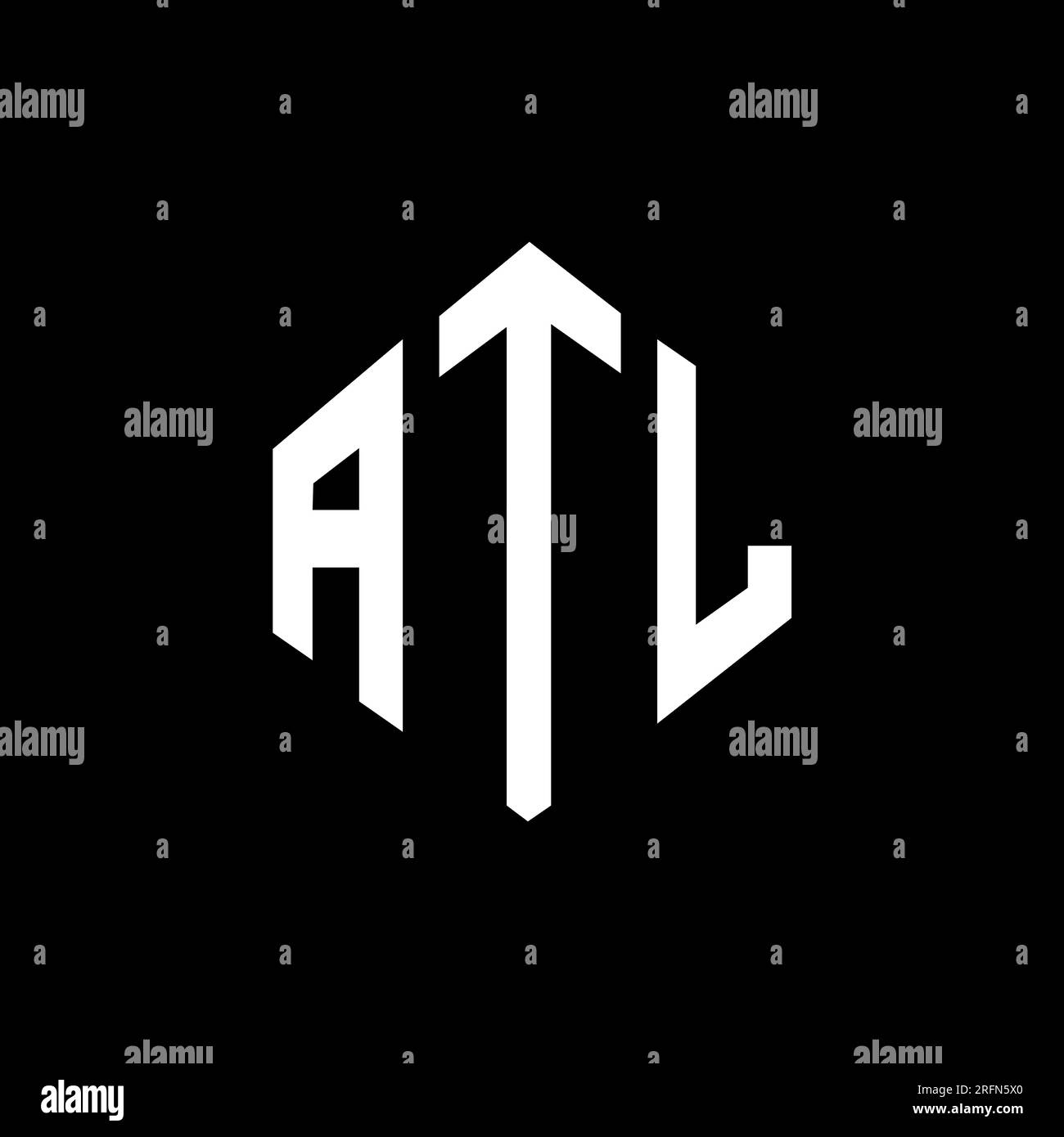 ATL letter logo design with polygon shape. ATL polygon and cube shape logo design. ATL hexagon vector logo template white and black colors. ATL monogr Stock Vector
