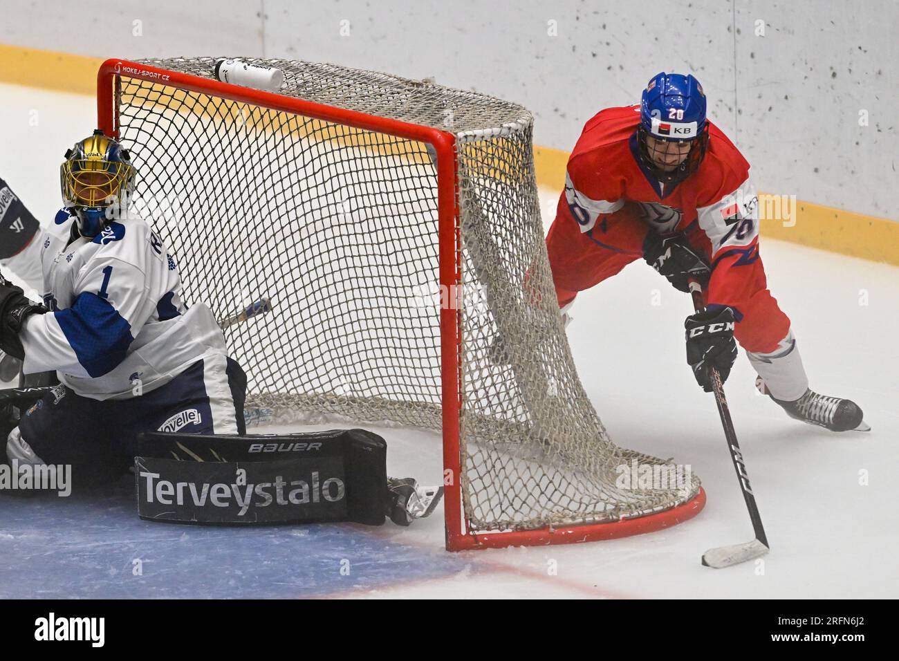 Breclav, Czech Republic. 04th Aug, 2023. Finnish goalkeeper Petteri