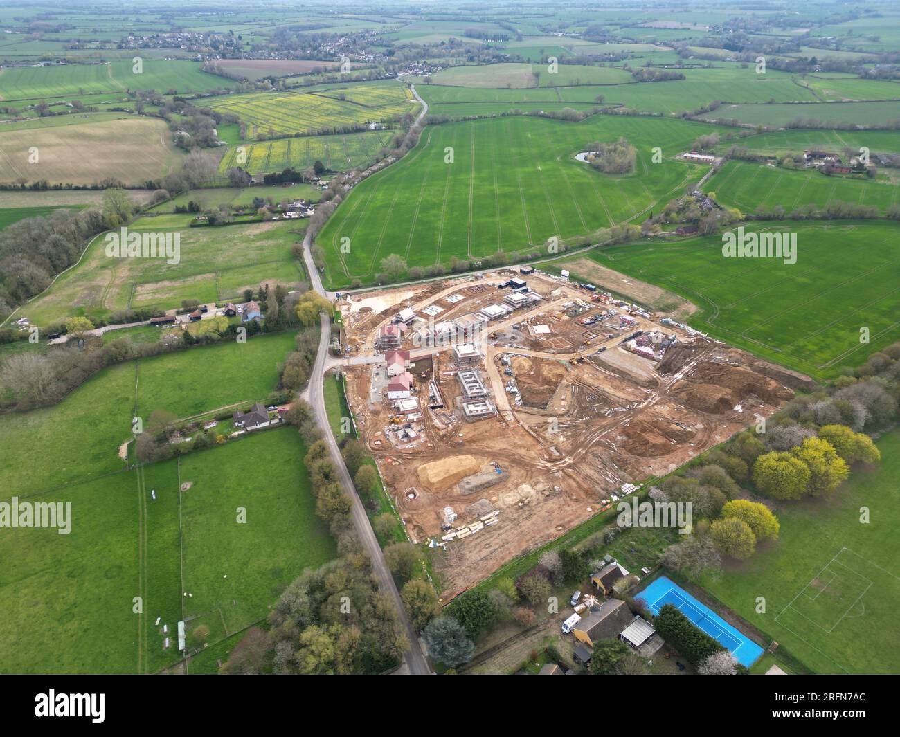 New build houses under construction in Finchingfield Essex England