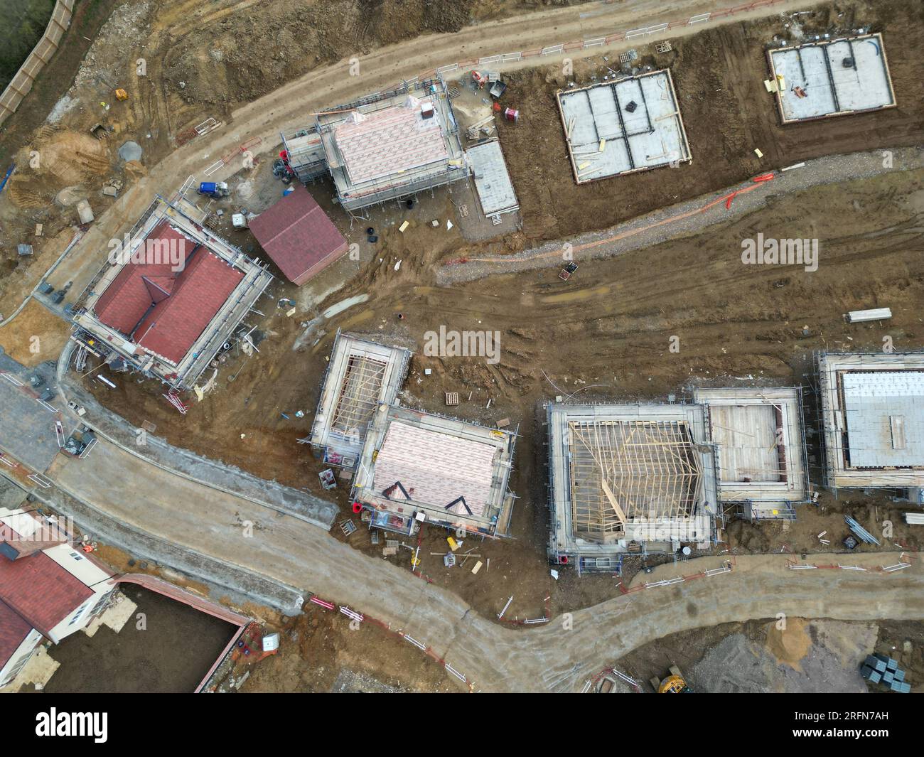 New build houses under construction in Finchingfield Essex England