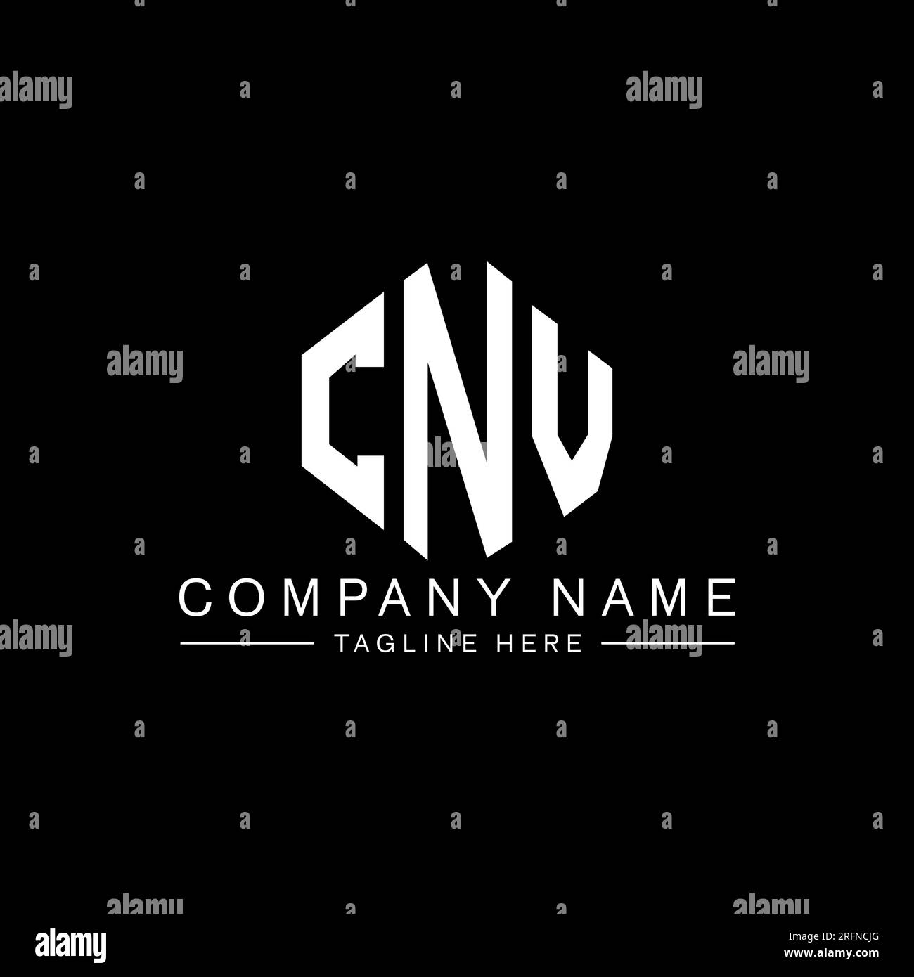 CNV letter logo design with polygon shape. CNV polygon and cube shape logo design. CNV hexagon vector logo template white and black colors. CNV monogr Stock Vector