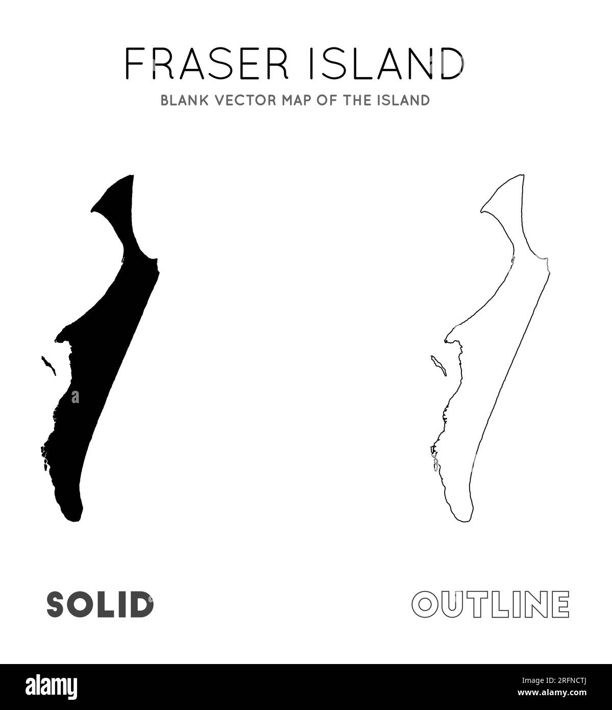 Fraser Island map. Borders of Fraser Island for your infographic. Vector illustration. Stock Vector