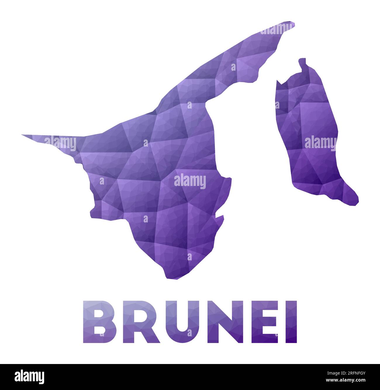 Map of Brunei. Low poly illustration of the country. Purple geometric ...