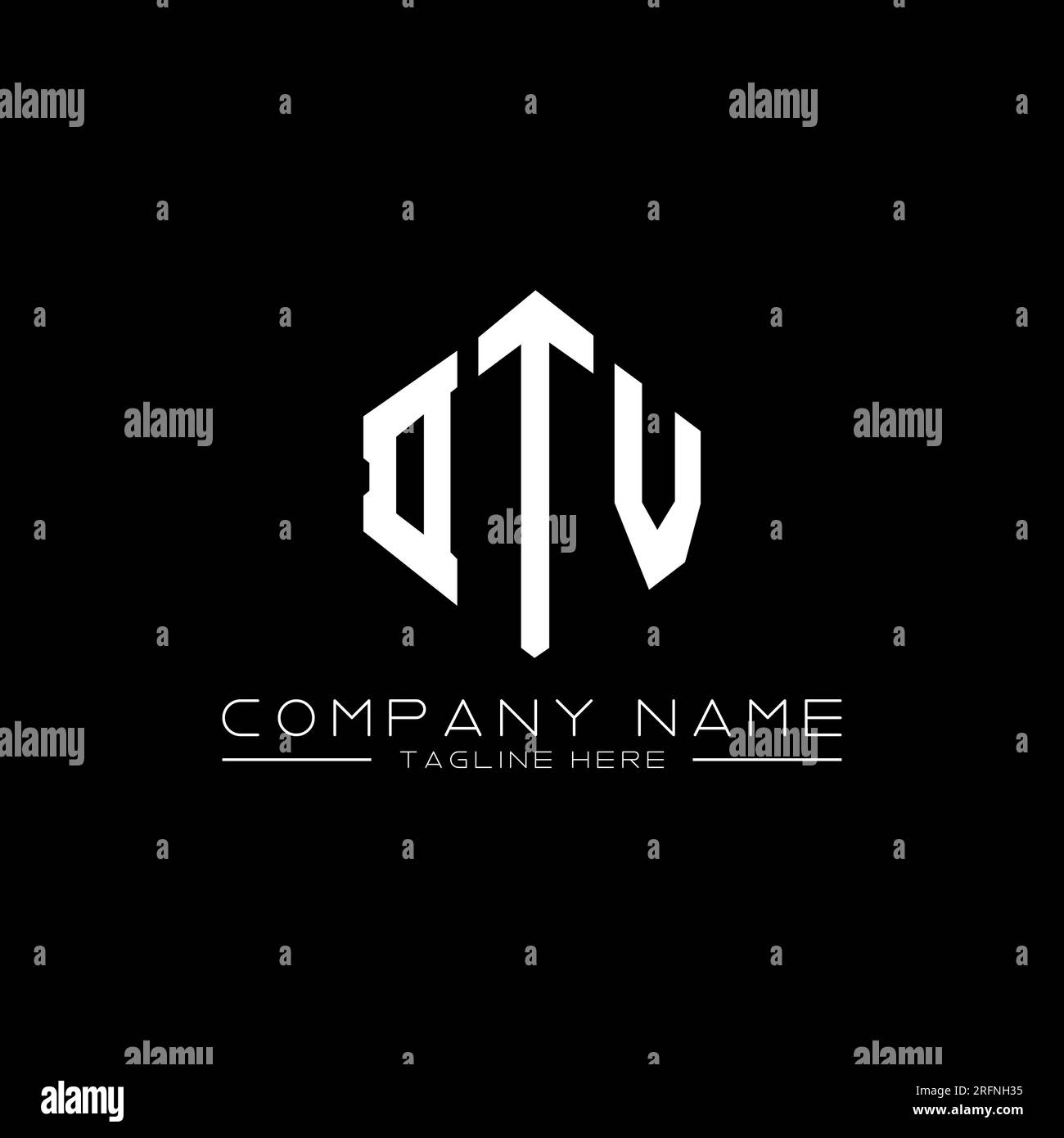 DTV letter logo design with polygon shape. DTV polygon and cube shape