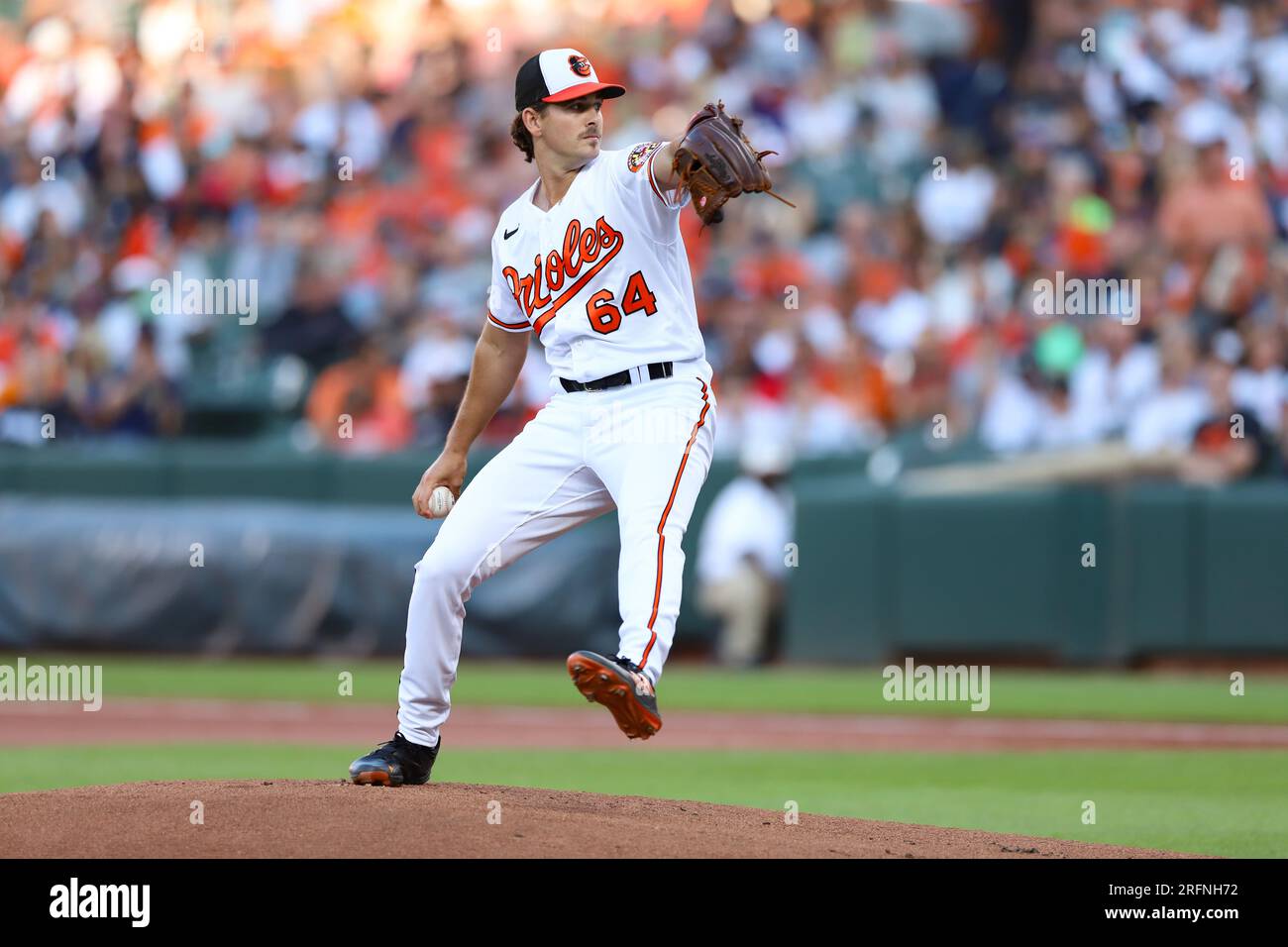 Baltimore, United States. 30th July, 2023. Baltimore Orioles' starting  pitcher Dean Kremer (64) takes the mound in the top of the first inning  against the New York Yankees on July 30th 2023