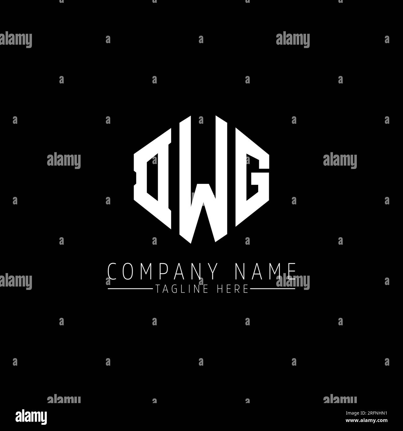 DWG letter logo design with polygon shape. DWG polygon and cube shape logo design. DWG hexagon vector logo template white and black colors. DWG monogr Stock Vector