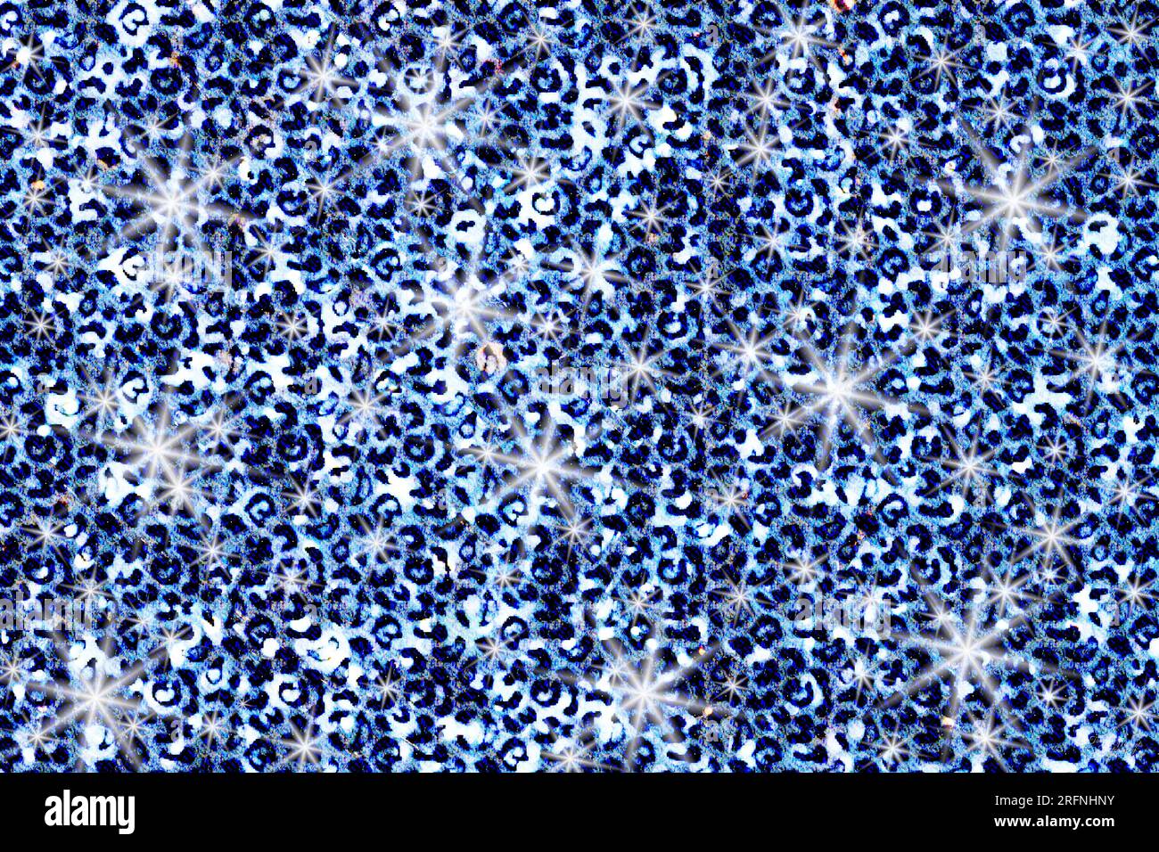 Can't go wrong with a blue leopard pattern abstract with lights and sparkles. This is a digital art creation. Stock Photo