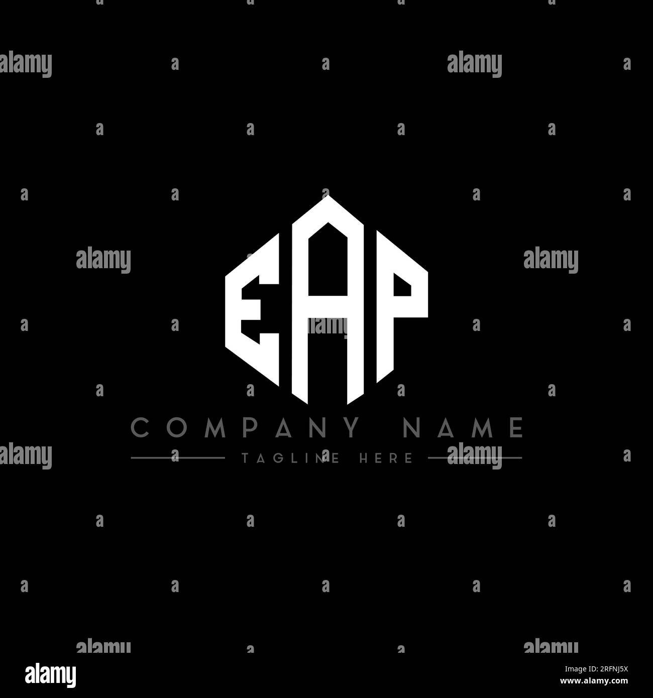 EAP letter logo design with polygon shape. EAP polygon and cube shape logo design. EAP hexagon vector logo template white and black colors. EAP monogr Stock Vector