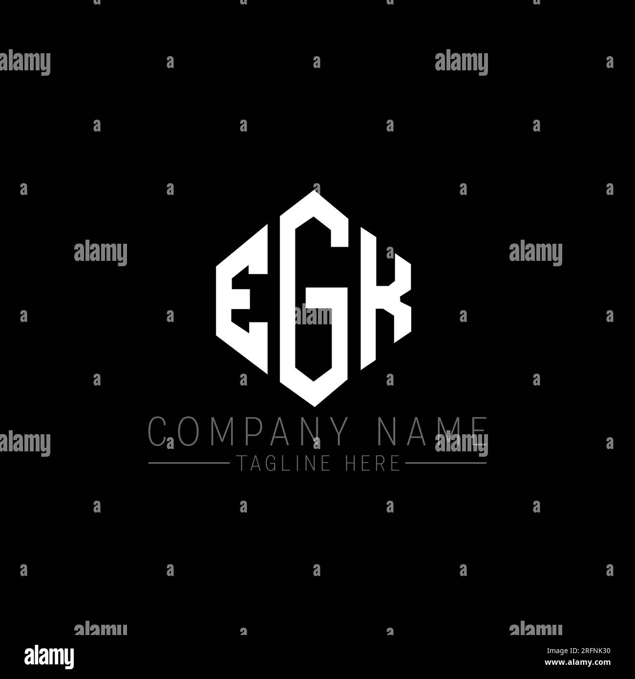 EGK letter logo design with polygon shape. EGK polygon and cube shape logo design. EGK hexagon vector logo template white and black colors. EGK monogr Stock Vector
