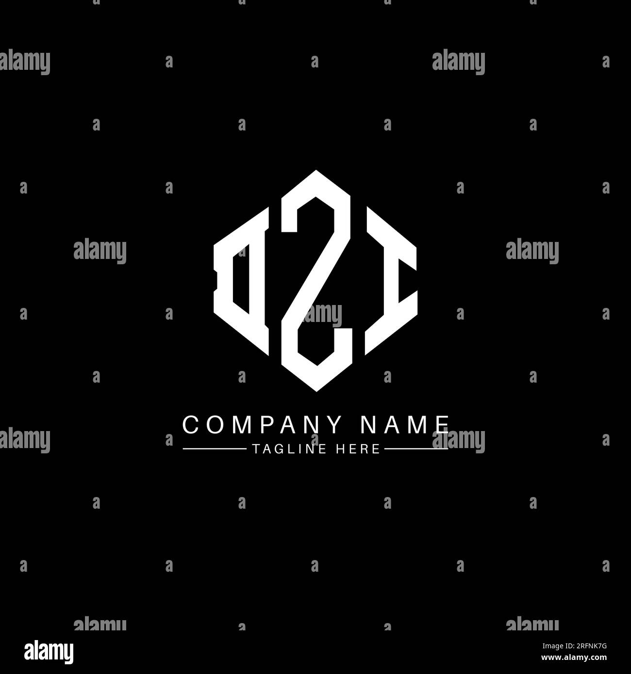 DZI letter logo design with polygon shape. DZI polygon and cube shape ...