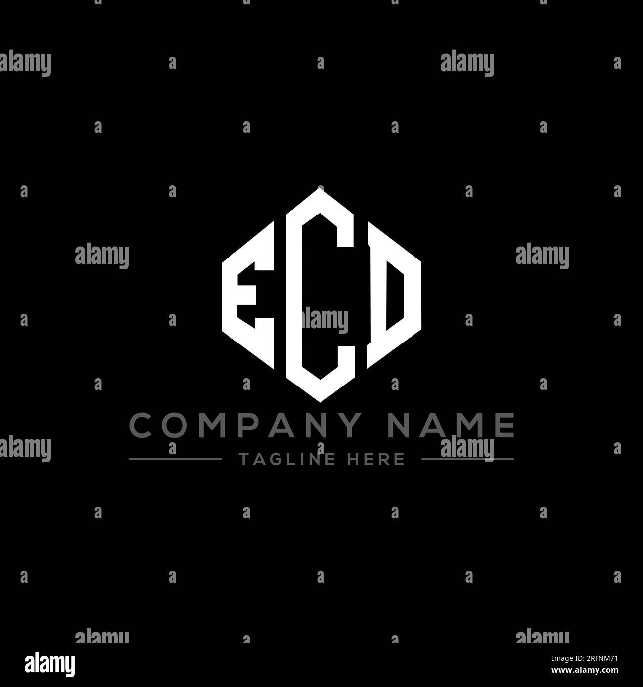ECD letter logo design with polygon shape. ECD polygon and cube shape