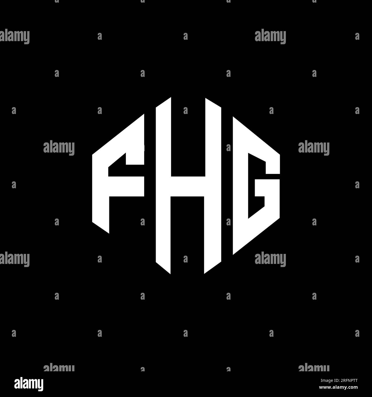 FHG letter logo design with polygon shape. FHG polygon and cube shape logo design. FHG hexagon vector logo template white and black colors. FHG monogr Stock Vector