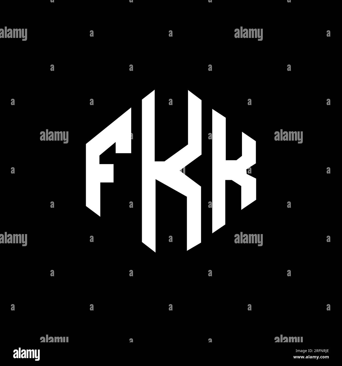 FKK letter logo design with polygon shape. FKK polygon and cube shape logo design. FKK hexagon vector logo template white and black colors. FKK monogr Stock Vector
