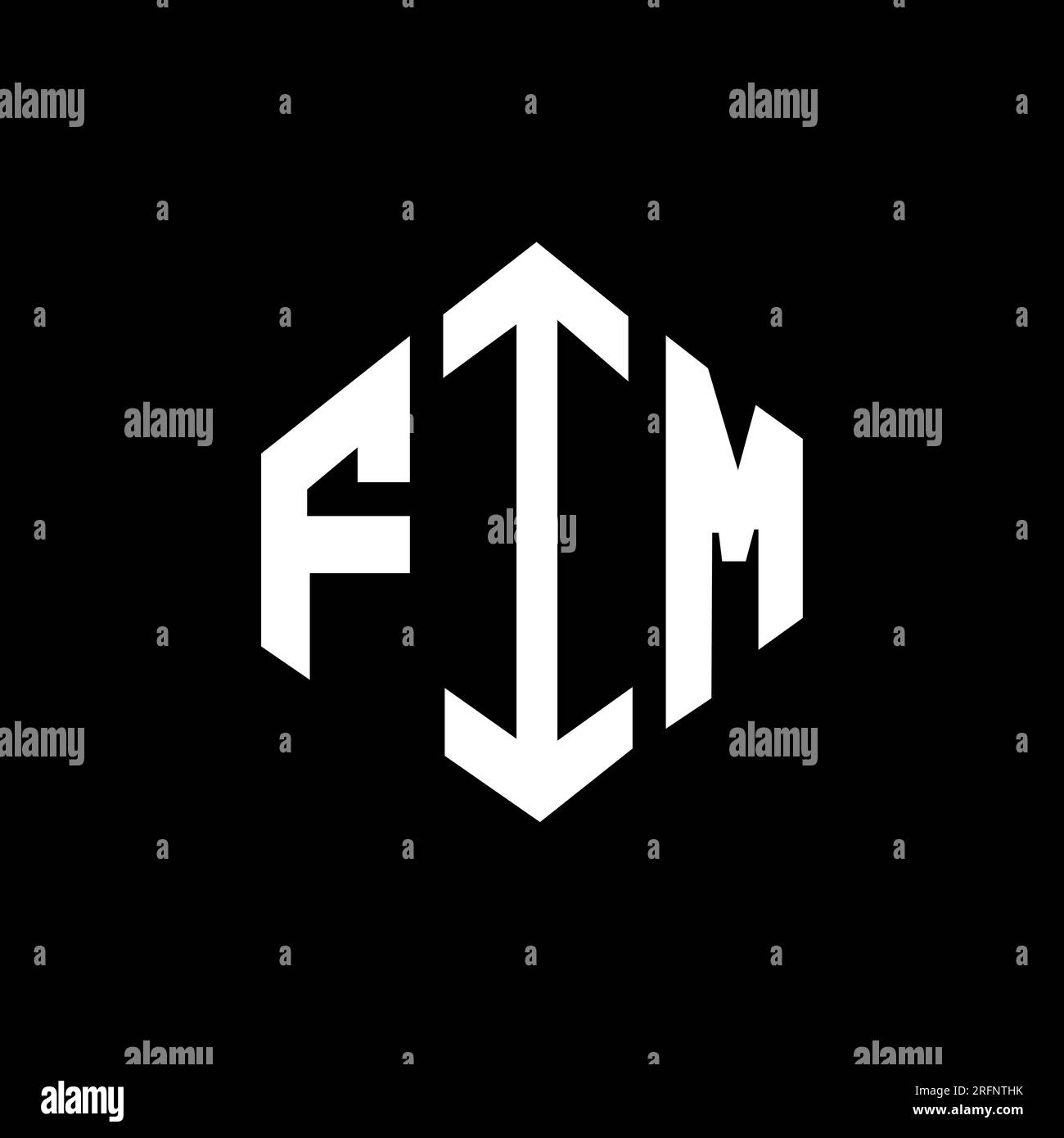 FIM letter logo design with polygon shape. FIM polygon and cube shape logo design. FIM hexagon vector logo template white and black colors. FIM monogr Stock Vector