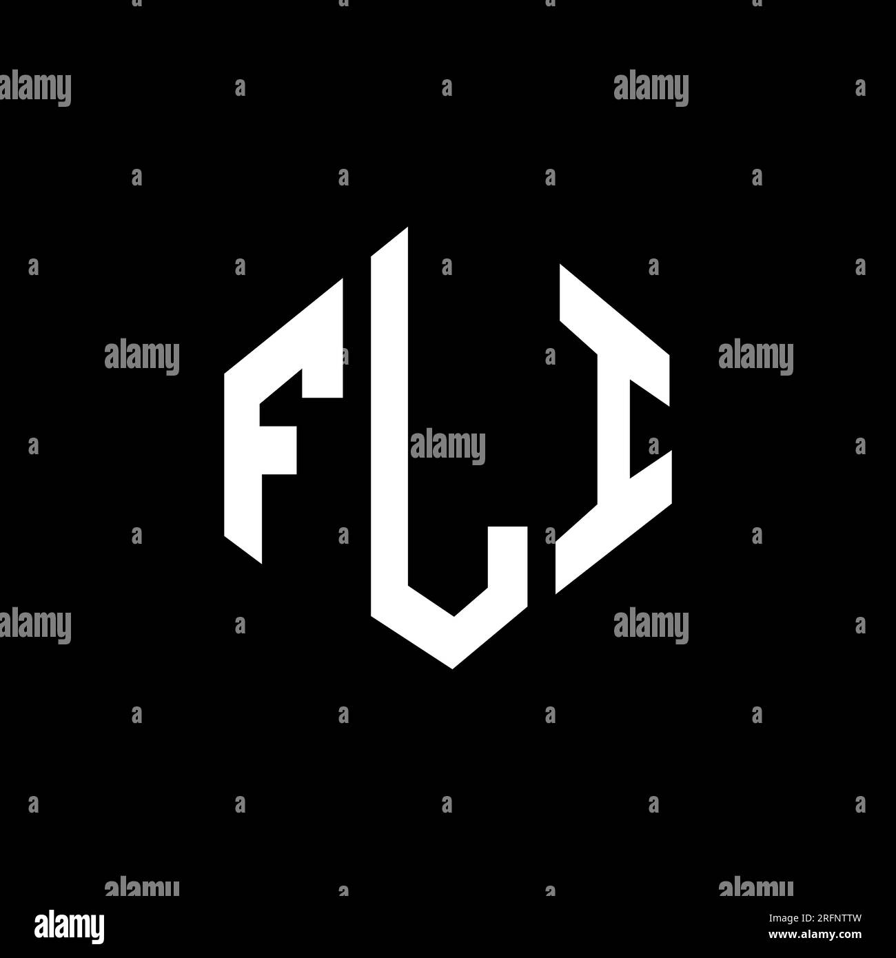 FLI letter logo design with polygon shape. FLI polygon and cube shape logo design. FLI hexagon vector logo template white and black colors. FLI monogr Stock Vector