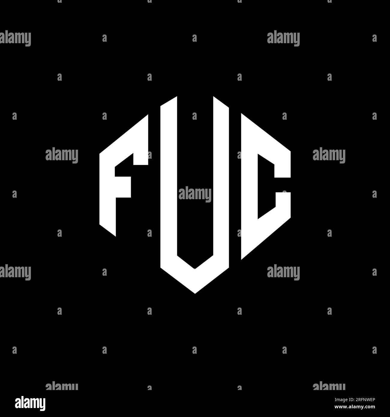 FUC letter logo design with polygon shape. FUC polygon and cube shape logo design. FUC hexagon vector logo template white and black colors. FUC monogr Stock Vector