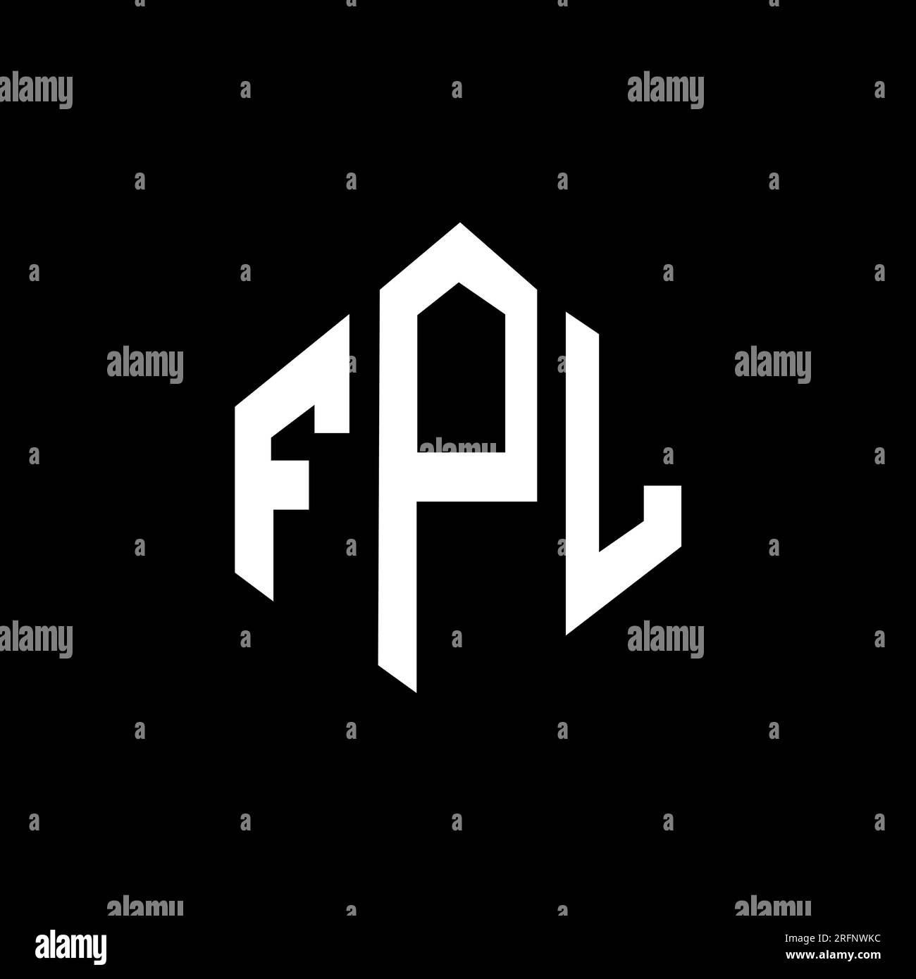 FPL letter logo design with polygon shape. FPL polygon and cube shape logo design. FPL hexagon vector logo template white and black colors. FPL monogr Stock Vector