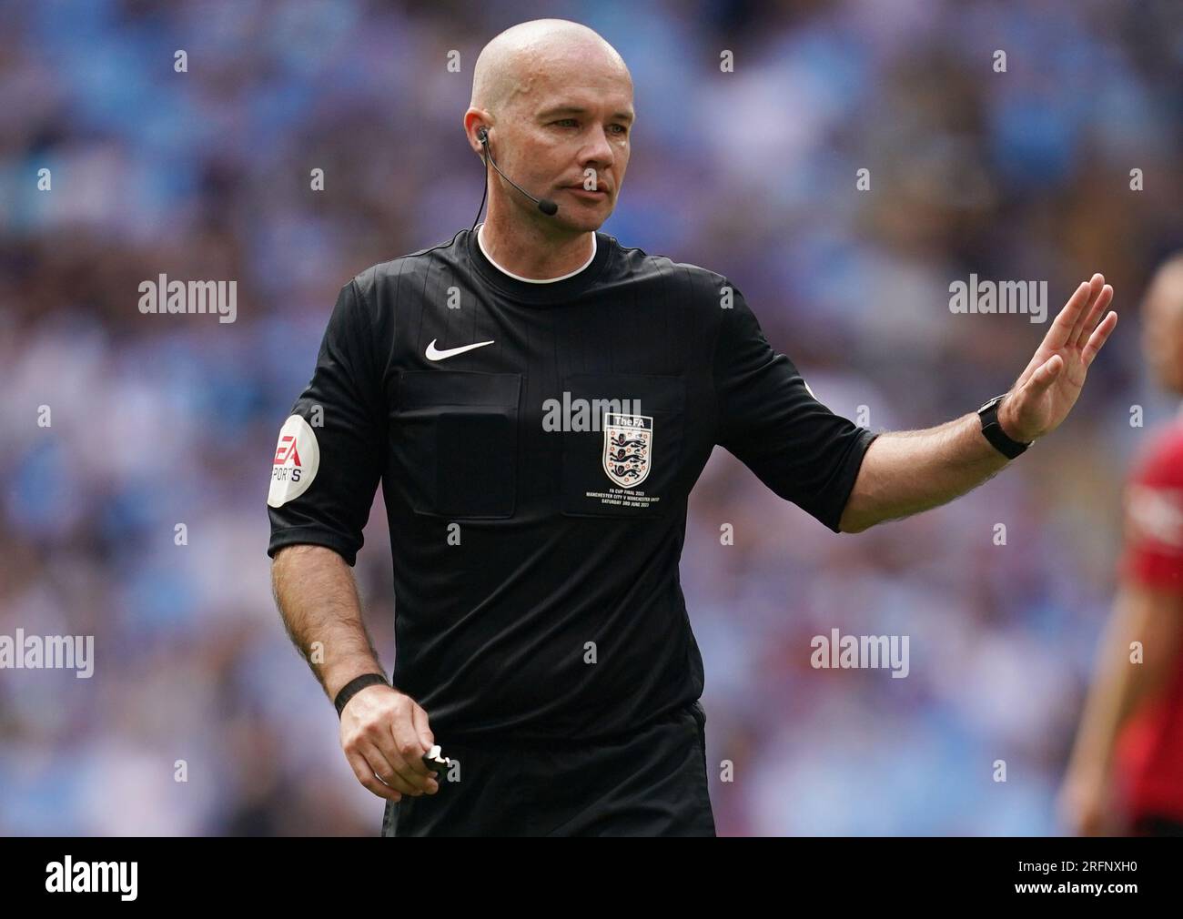Referee Paul Tierney during the Emirates FA Cup final at Wembley Stadium, London. Picture date Saturday June 3, 2023. See PA Story SOCCER Final