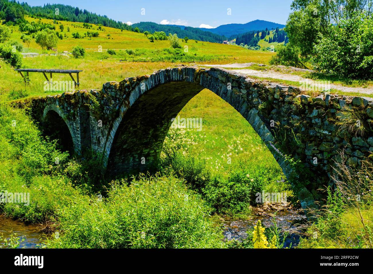Ancient roman style build bridge from stones with arc Stock Photo Alamy