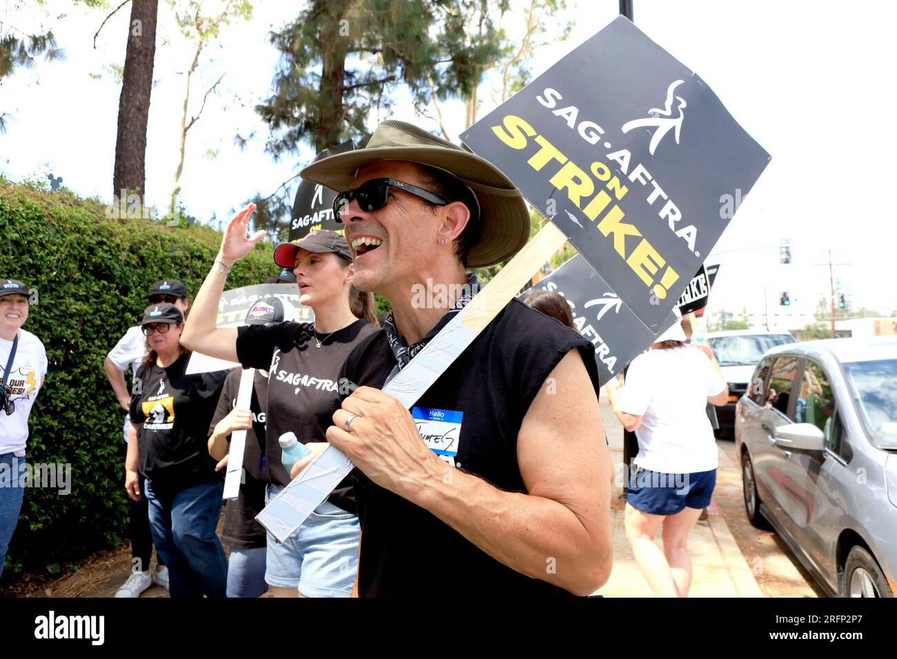 Los Angeles, CA. 1st Aug, 2023. Jaime Gomez, Disney in attendance for SAG-AFTRA and WGA Host Strikers at Picket Line Protests at Various Hollywood Studios, Los Angeles, CA August 1, 2023. Credit: Priscilla Grant/Everett Collection/Alamy Live News Stock Photo
