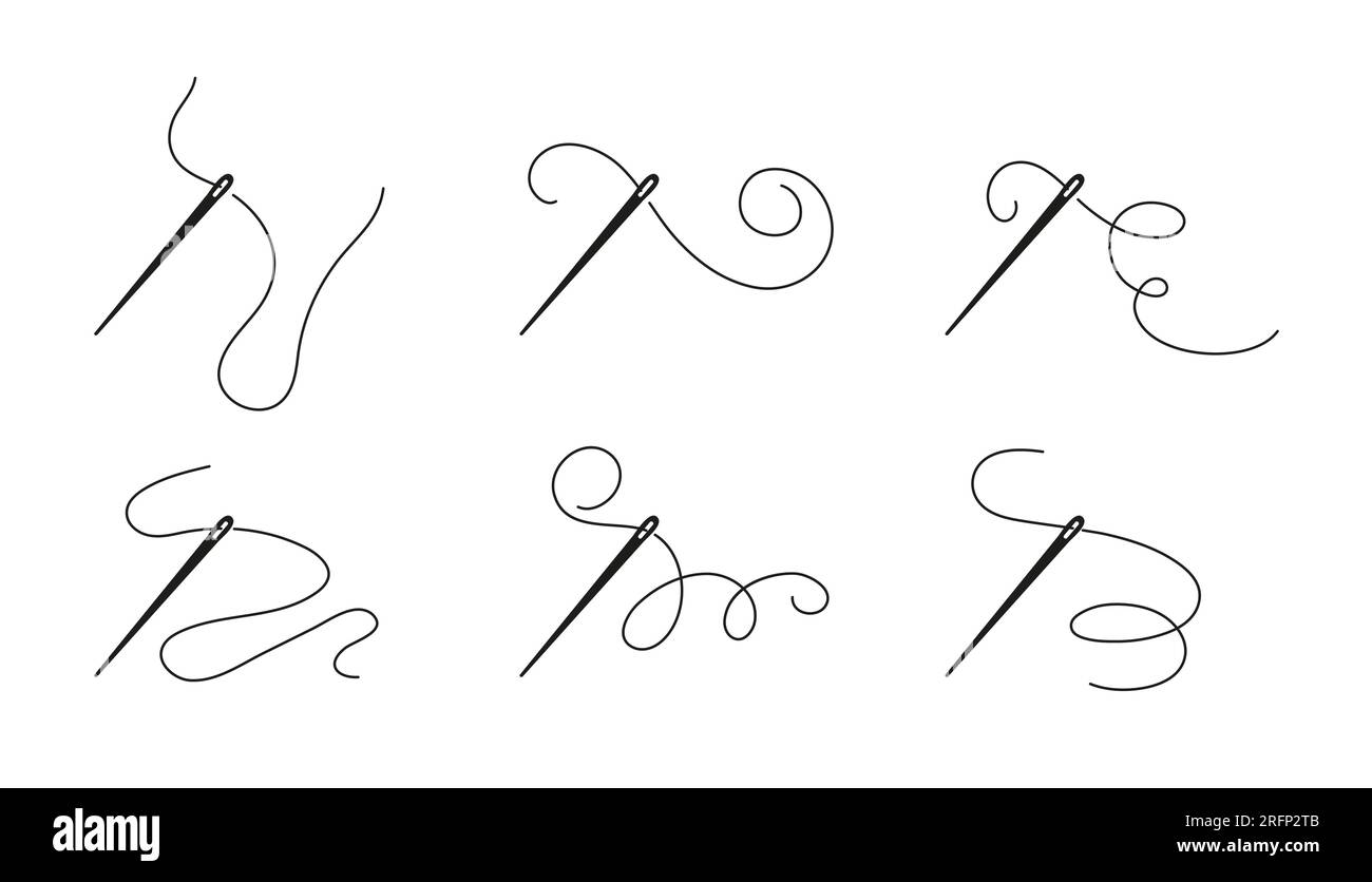 Needle with thread. Sewing needle with thread icon. Silhouette symbol ...