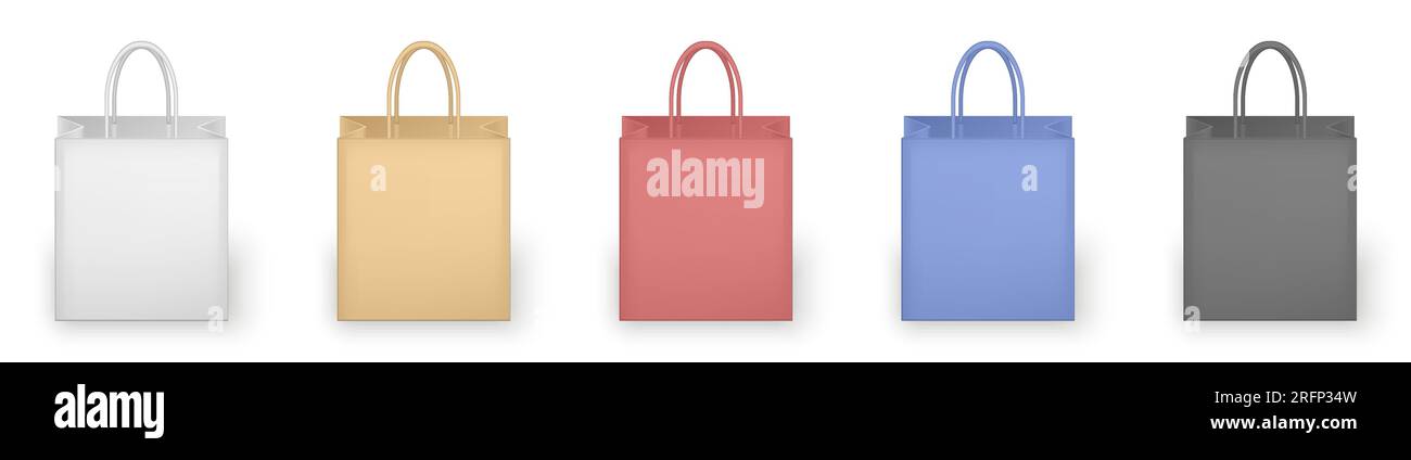 Set of colorful empty shopping bags isolated in white. Vector ...