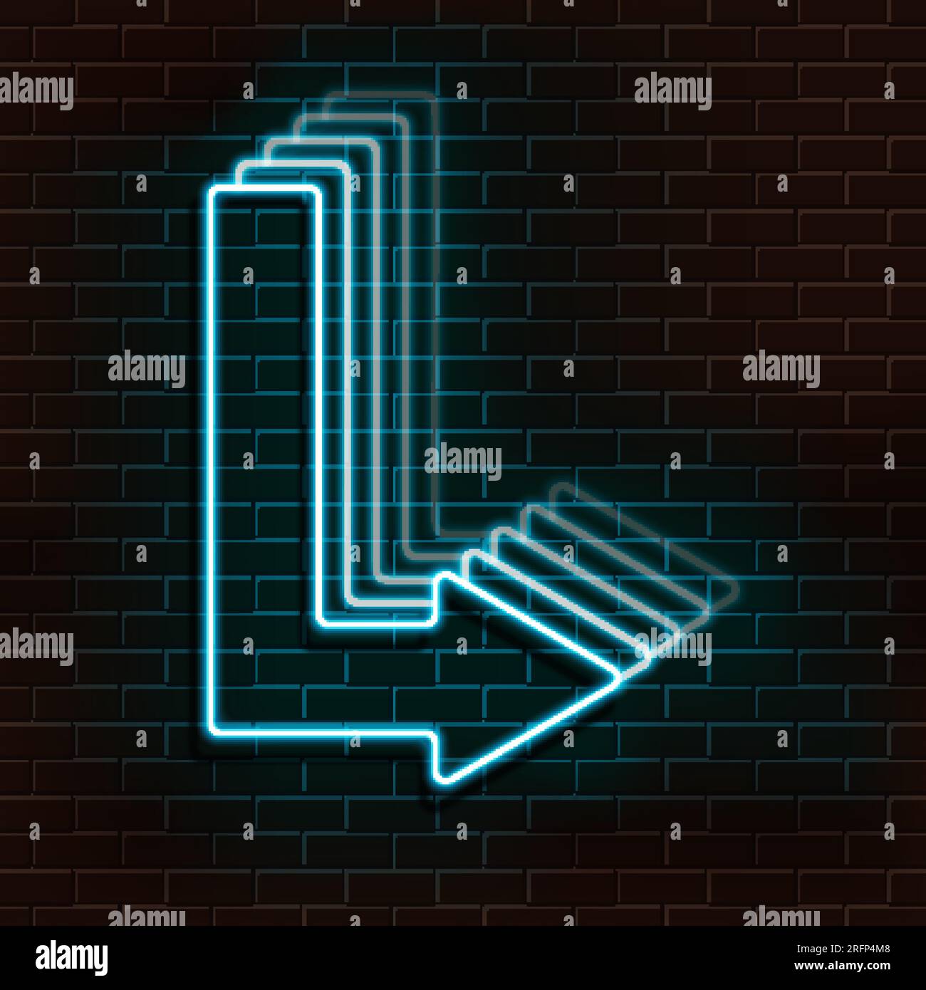 Neon blue arrow on a brick wall. Vector Illustration Stock Vector Image ...