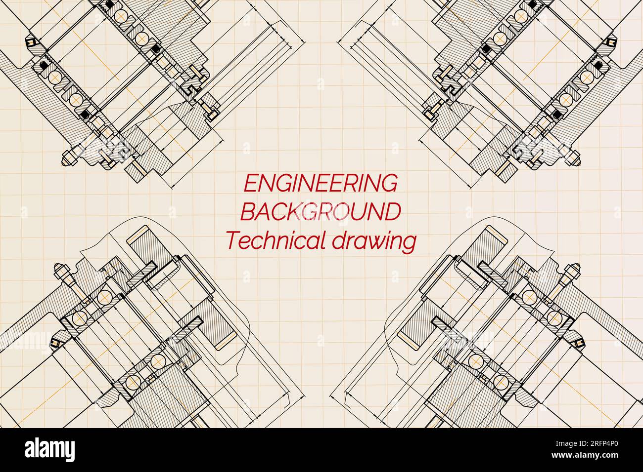 Technical drawing background .Mechanical Engineering drawing. Stock Vector