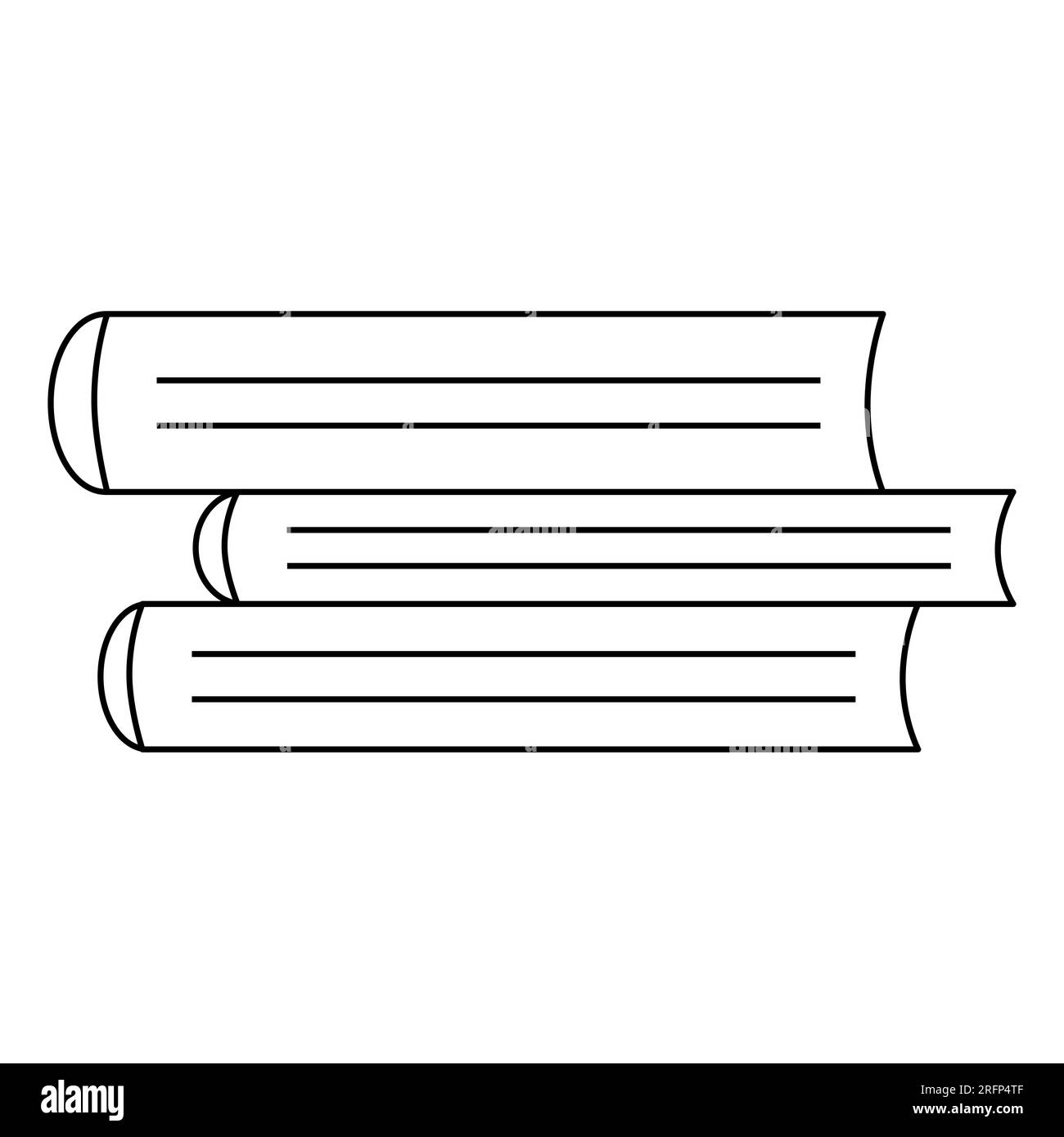 Stack of books, interior design element, back to school or study concept, doodle style flat vector outline illustration for kids coloring book Stock Vector