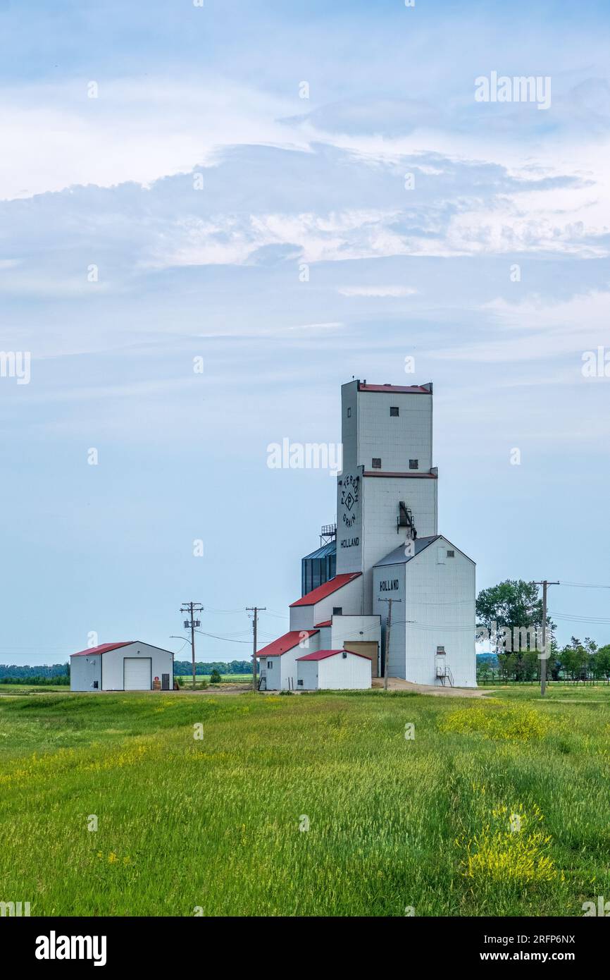 Paterson Grain Elevator located in Holland Manitoba Canada. Stock Photo