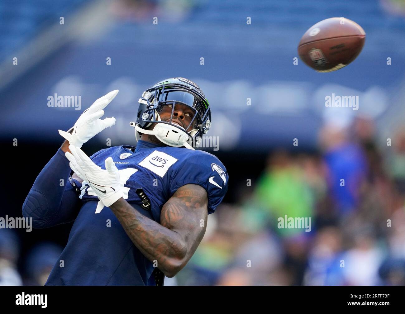 NFL wide receiver making catch over shoulder