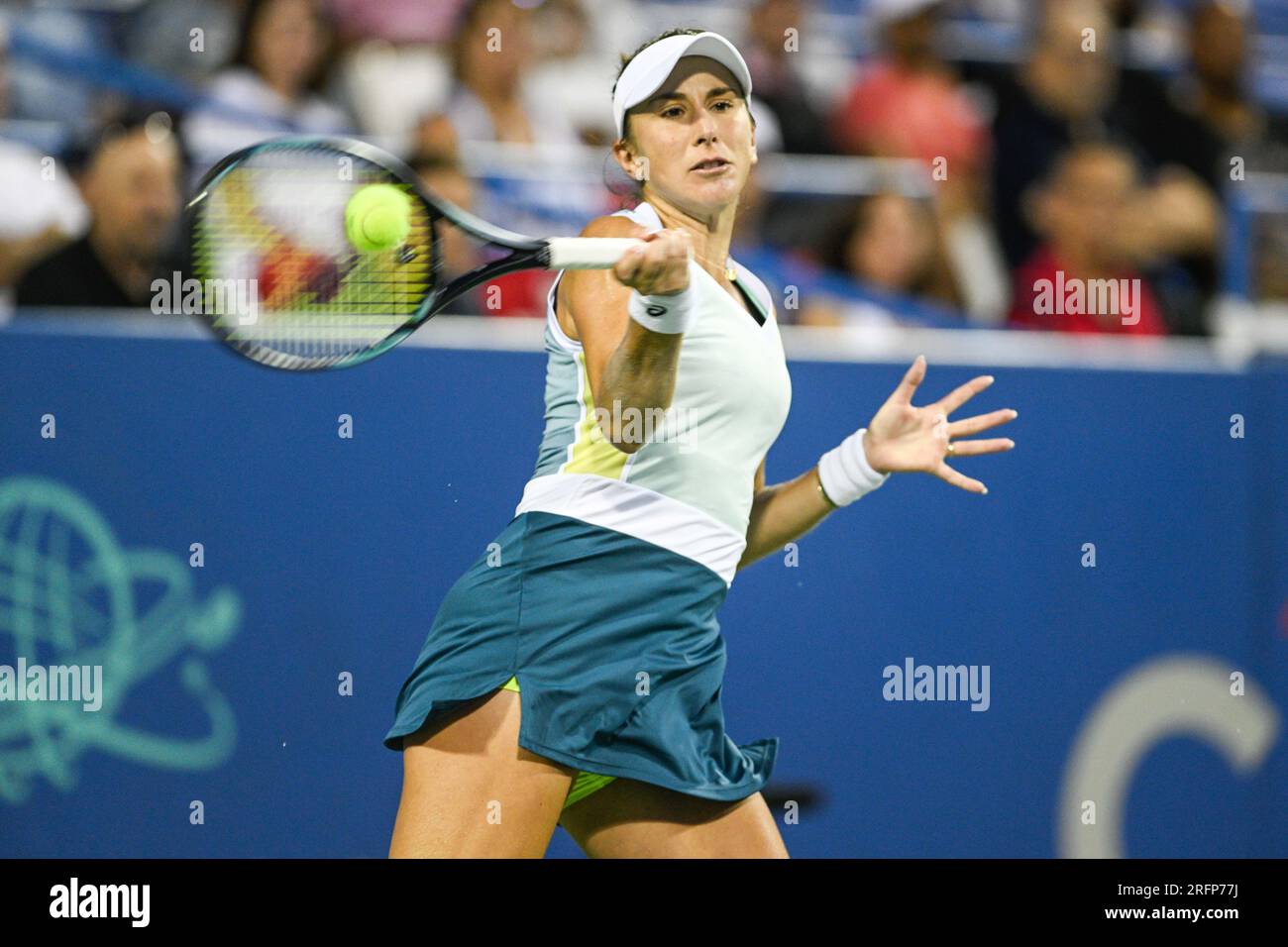 Washington, D.C, USA. 30th July, 2021. BELINDA BENCIC hits a forehand ...