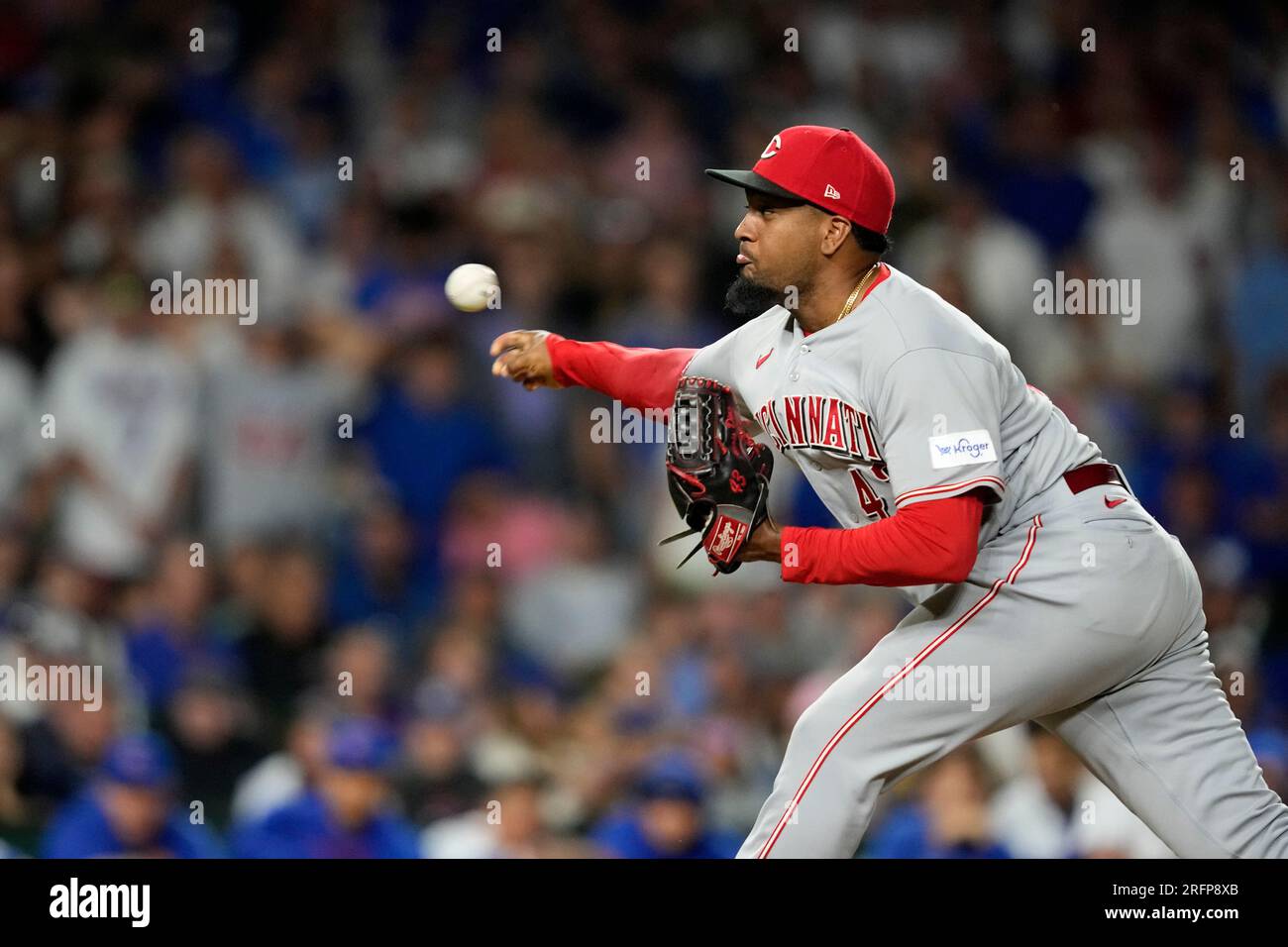 Cincinnati Reds relief pitcher Alexis Diaz (43) throws against the Pittsburgh  Pirates in a baseball game in Cincinnati, Sunday, April 2, 2023. (AP  Photo/Jeff Dean Stock Photo - Alamy