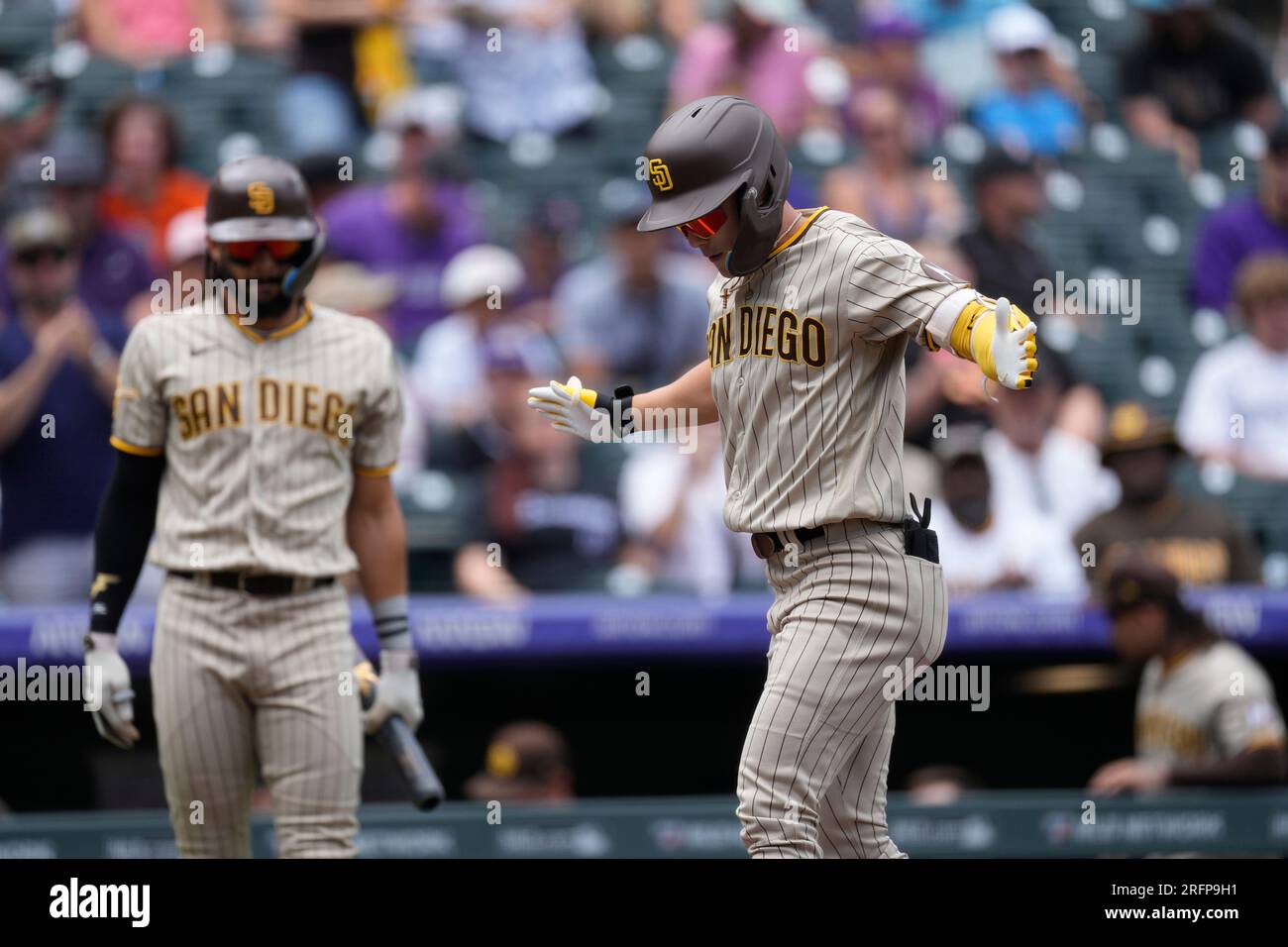 San Diego Padres second baseman Ha-Seong Kim (7) in the fourth inning of a  baseball game Saturday, June 10, 2023, in Denver. (AP Photo/David  Zalubowski Stock Photo - Alamy