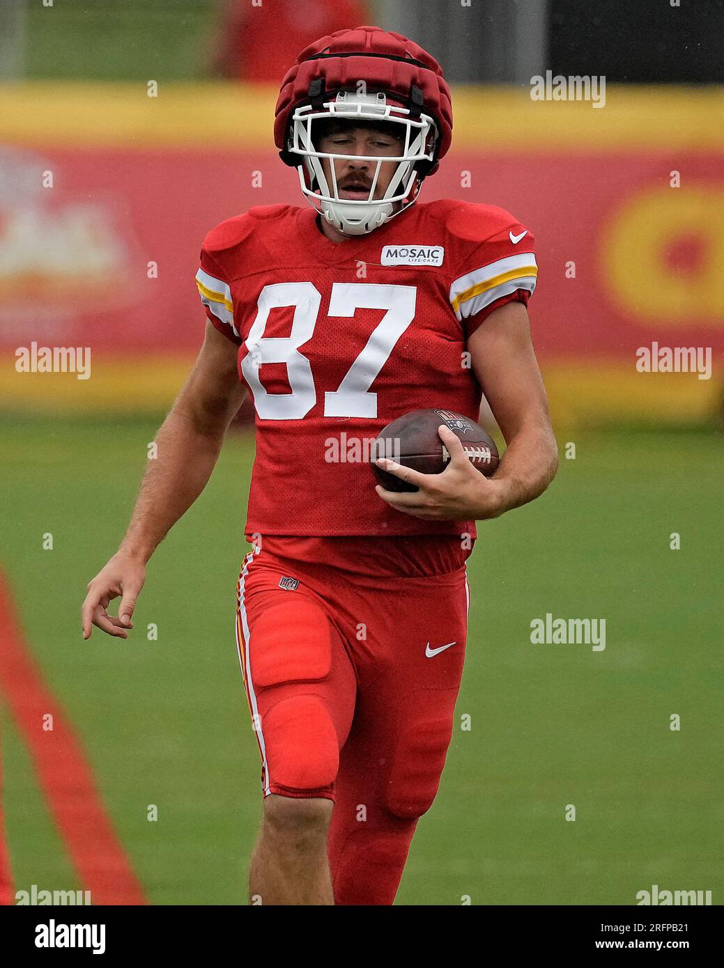 Kansas City Chiefs Tight End Travis Kelce Runs The Ball During NFL
