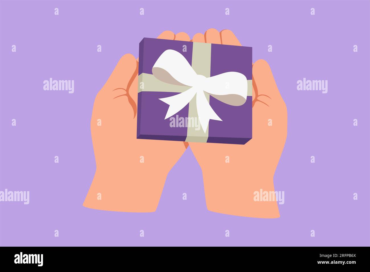 https://c8.alamy.com/comp/2RFPB6X/character-flat-drawing-man-hands-holding-kraft-gift-box-tied-with-white-ribbon-top-view-holiday-concept-birthday-greeting-cards-design-logo-icon-2RFPB6X.jpg